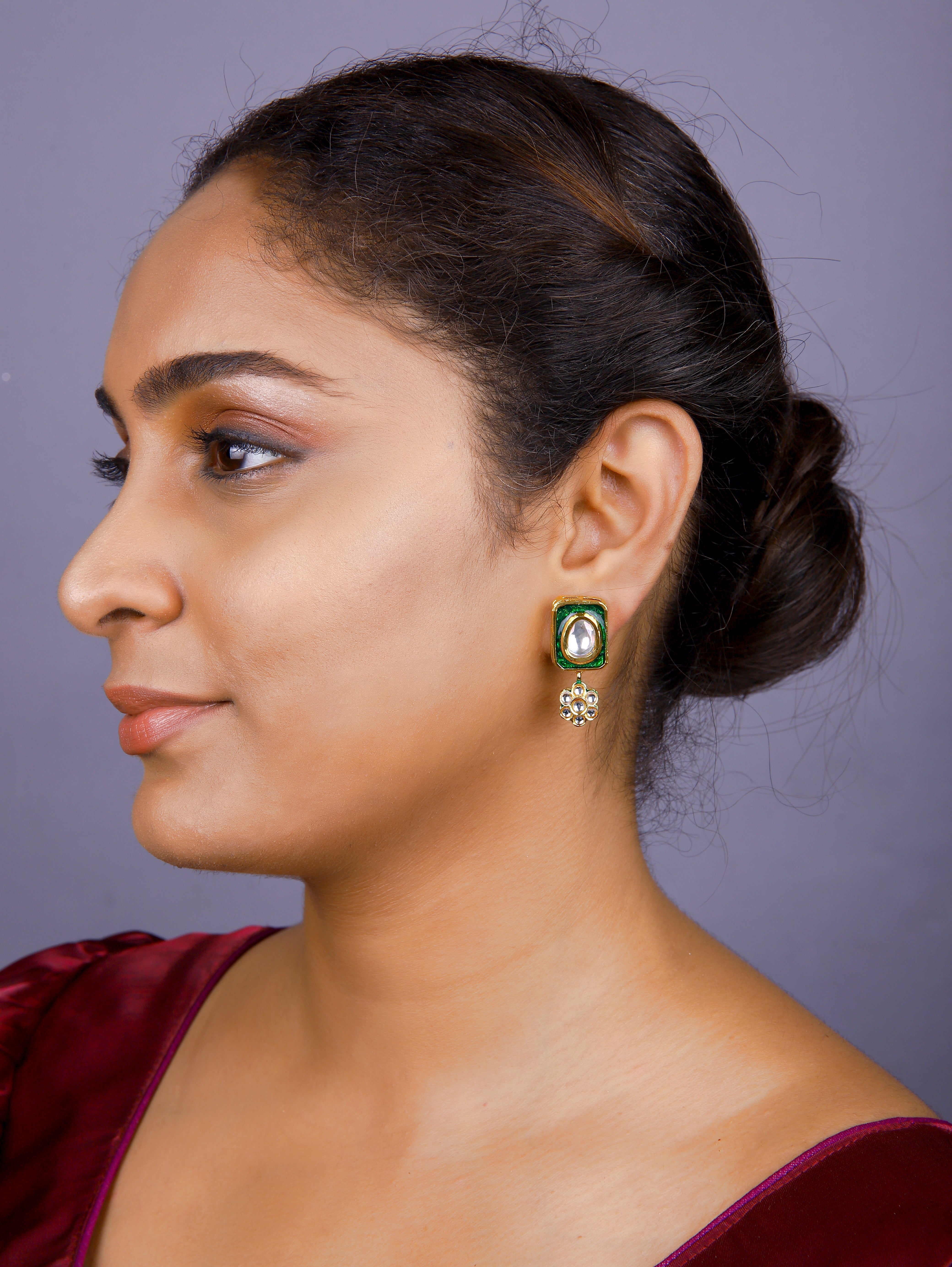 Gold Finish Green Minkari  Chokar Set  1