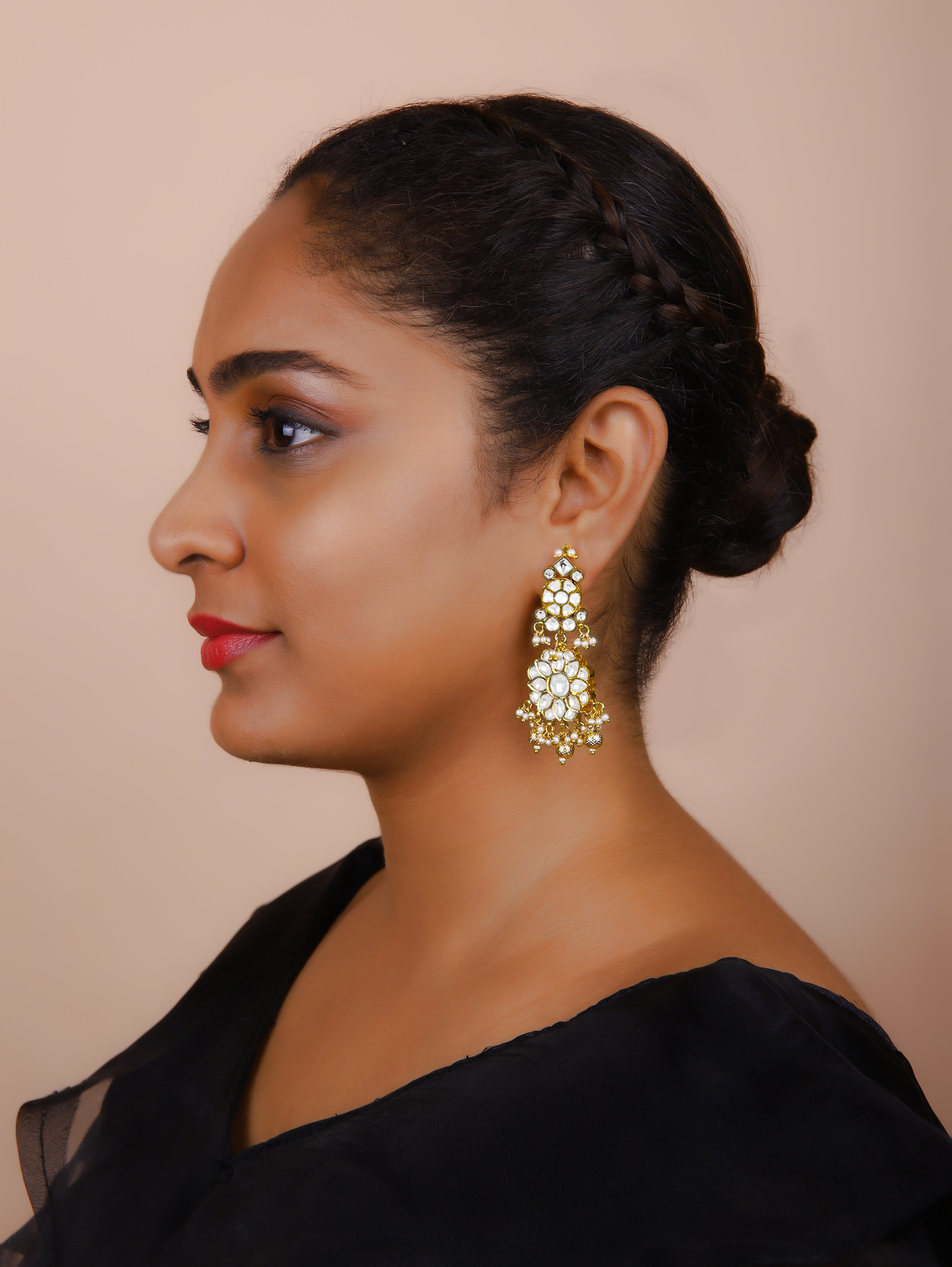 Gold Finish & Kundan Poli Necklace Set