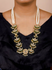 Gold Finish Kundan Polki & Pearl  Necklace Set