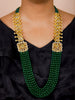 Gold Finish Kundan Polki & Semi Precious Beads Green