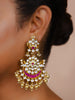 Gold Finish Kundan Polki  Pink  Chand Bali