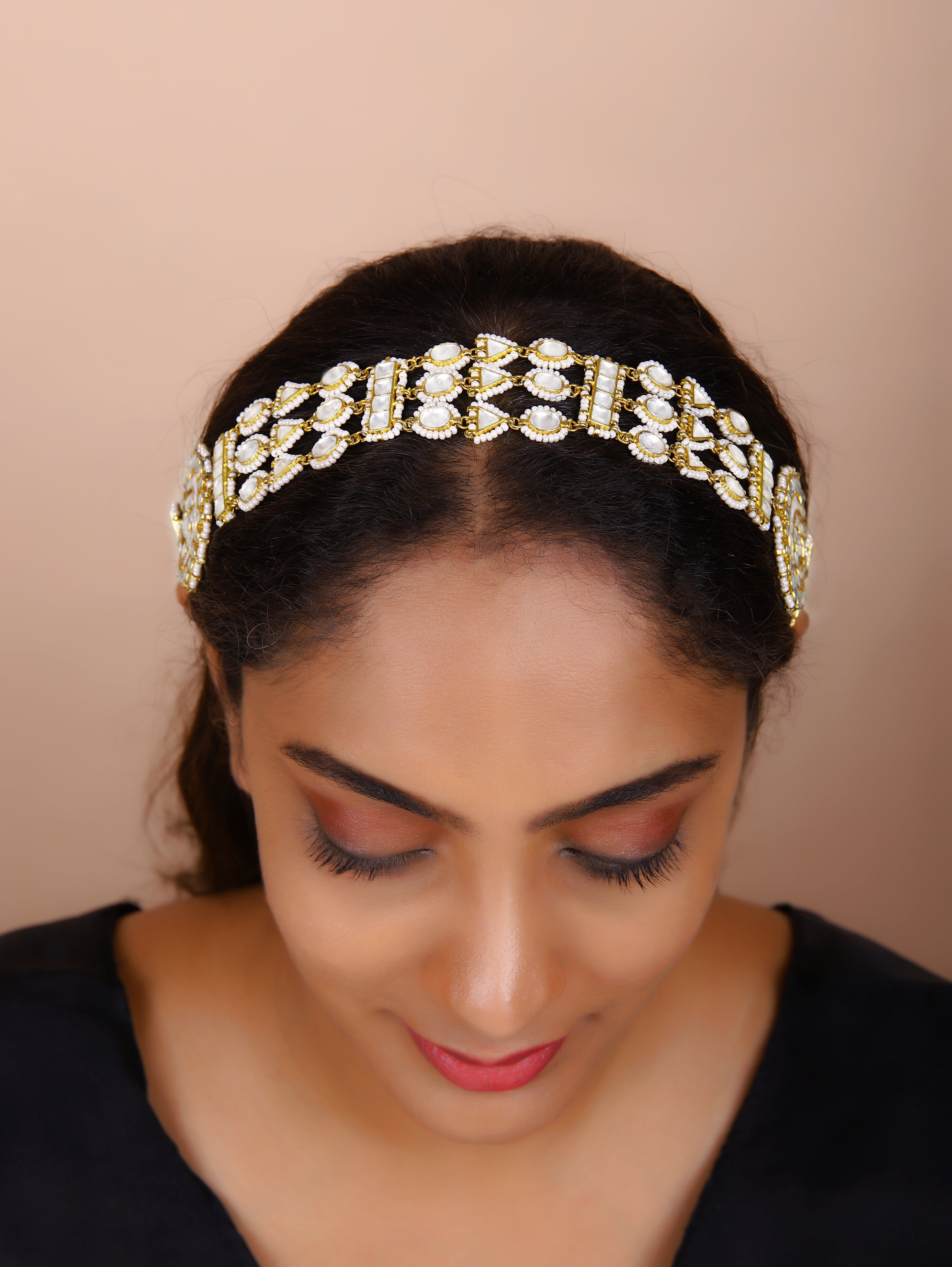Gold Finish Kundan Polki Matha Patti