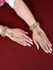 Gold Finish Kundan  Polki & Pearl Adjustabla Hathphools Pair  2