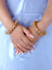 Gold Finish Kundan  Polki & Small Pearl  Openabal Bangle
