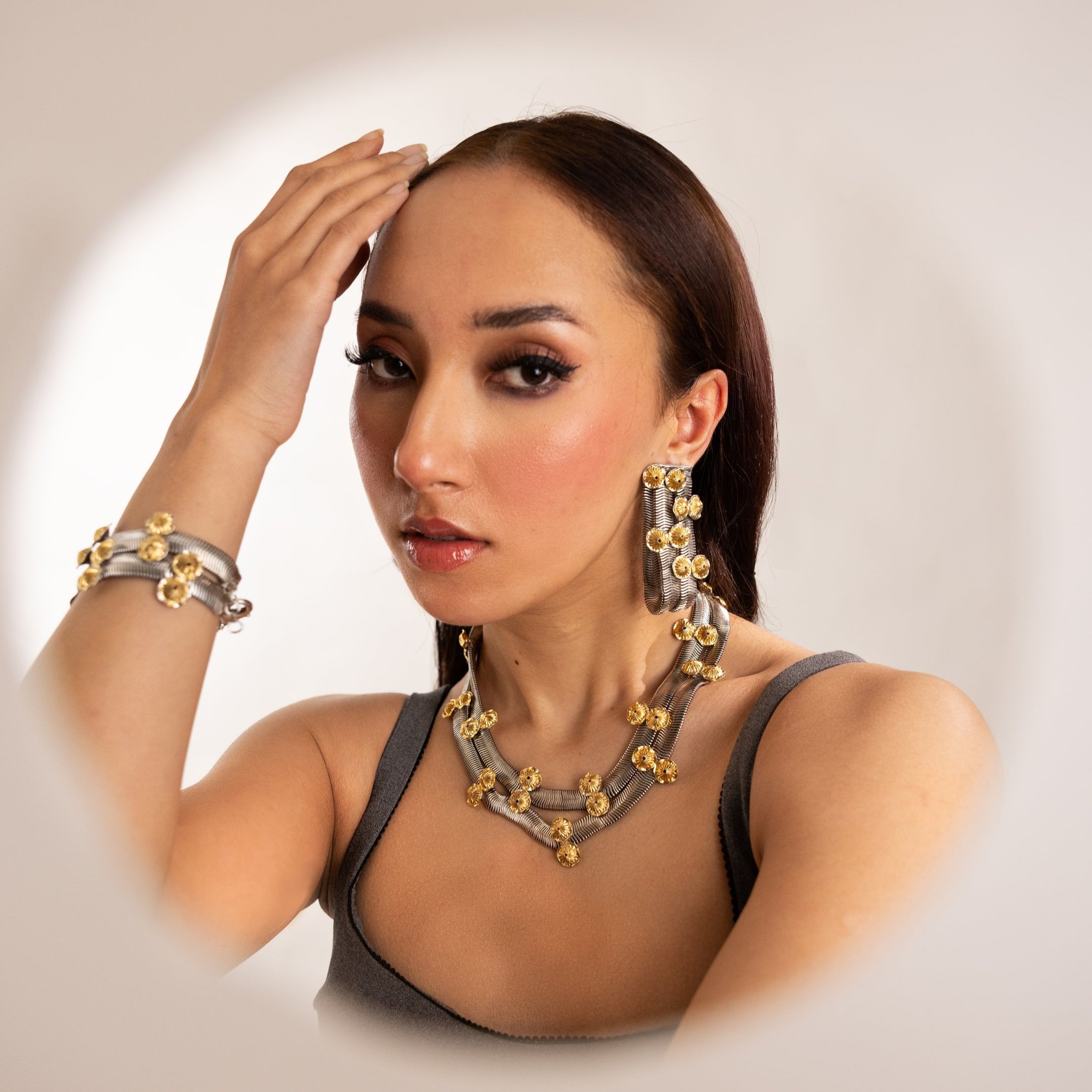 Tropic affair silver gold necklace