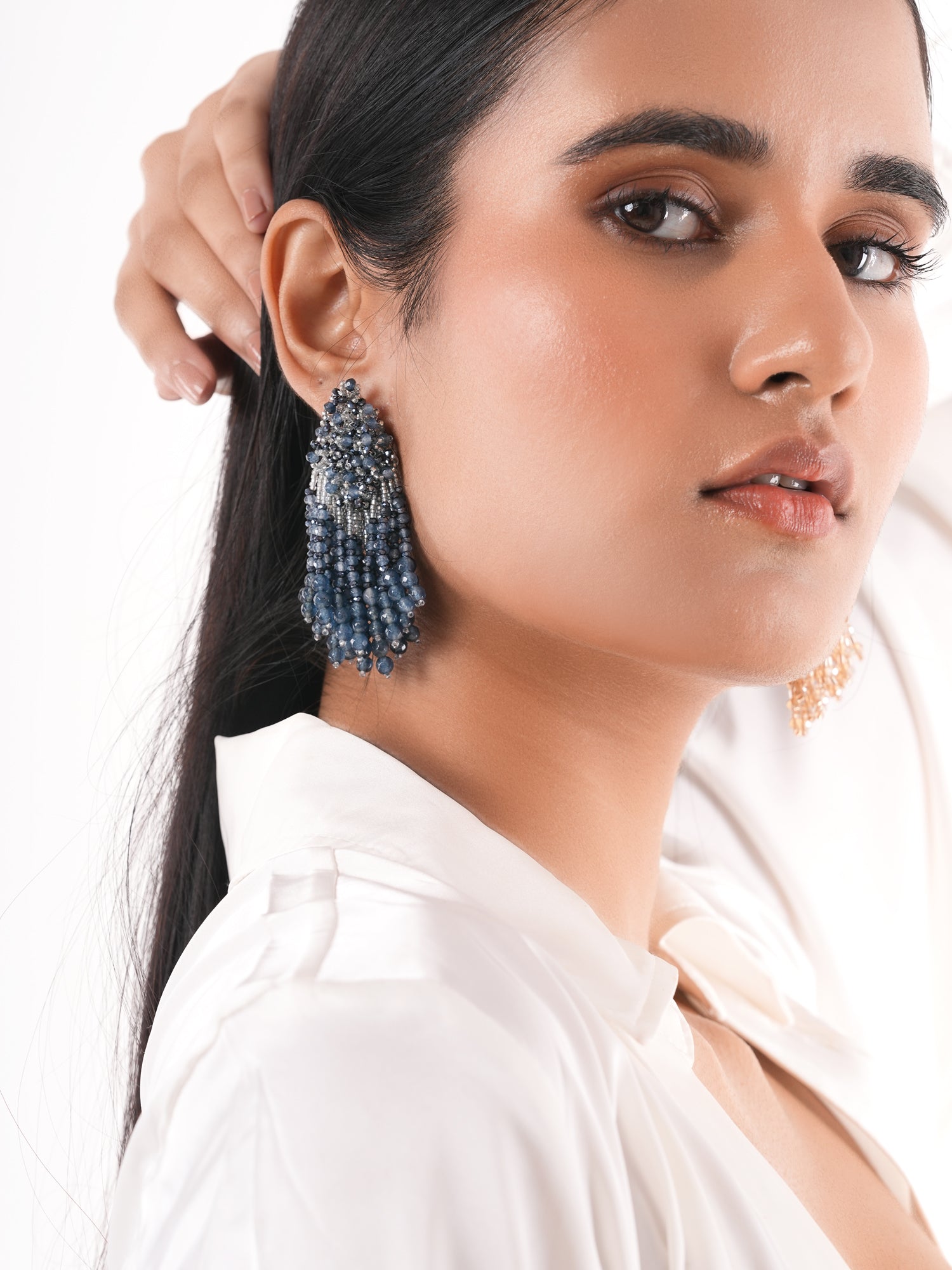 Aqua drape earrings