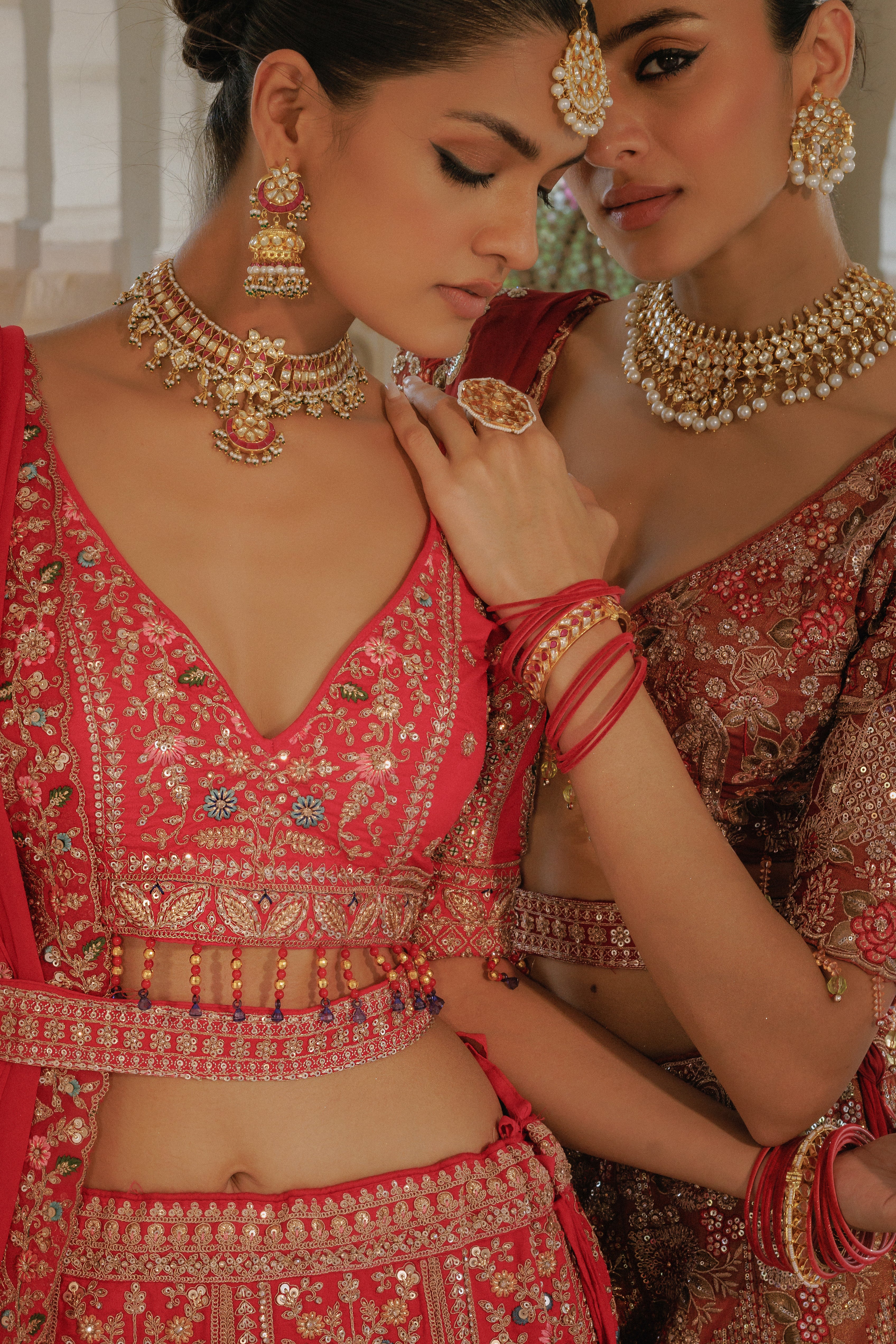 Kundan Red Gold Finish Jadau Jhumki