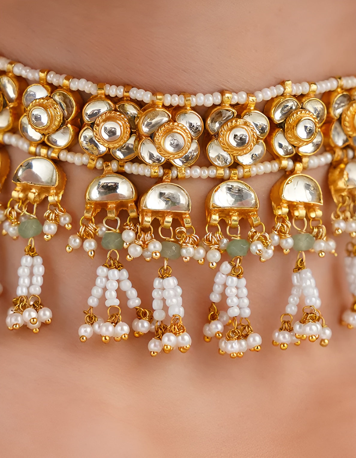 Kundan Sea Green Jadau sets