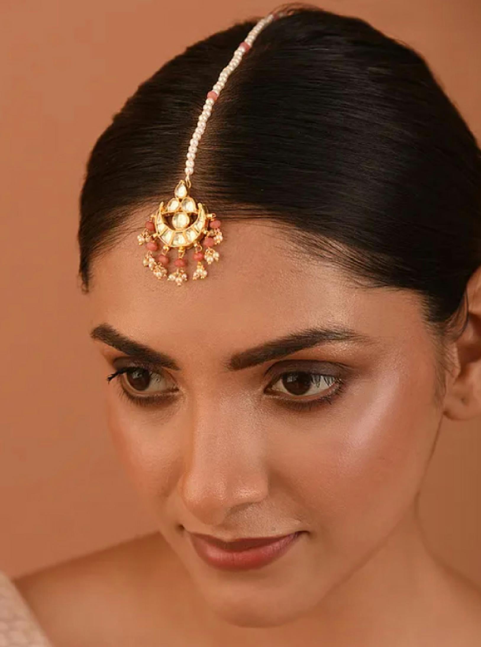 Kundan Peach Drop Tika