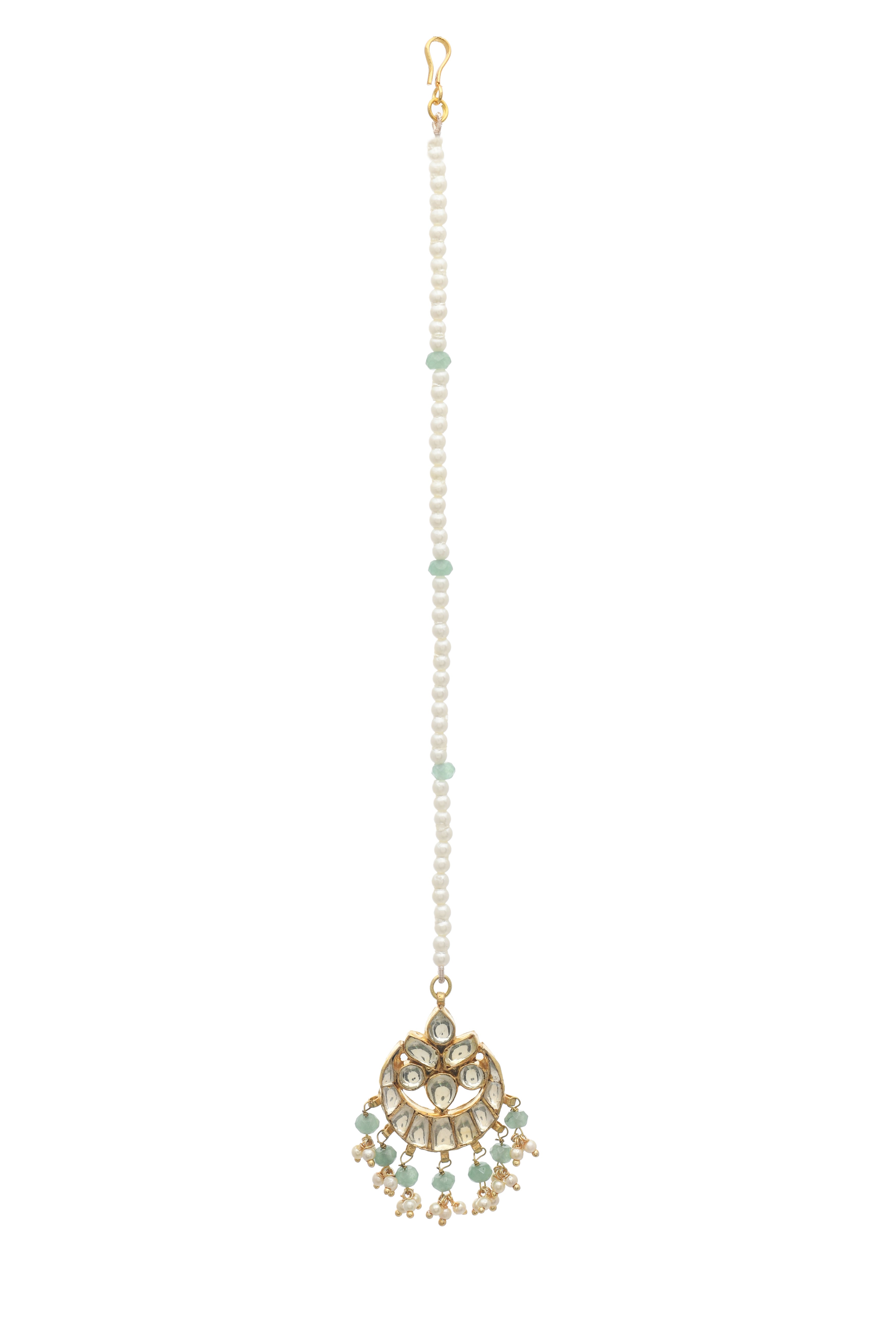 Gold Finish Beaded Jadau Tika