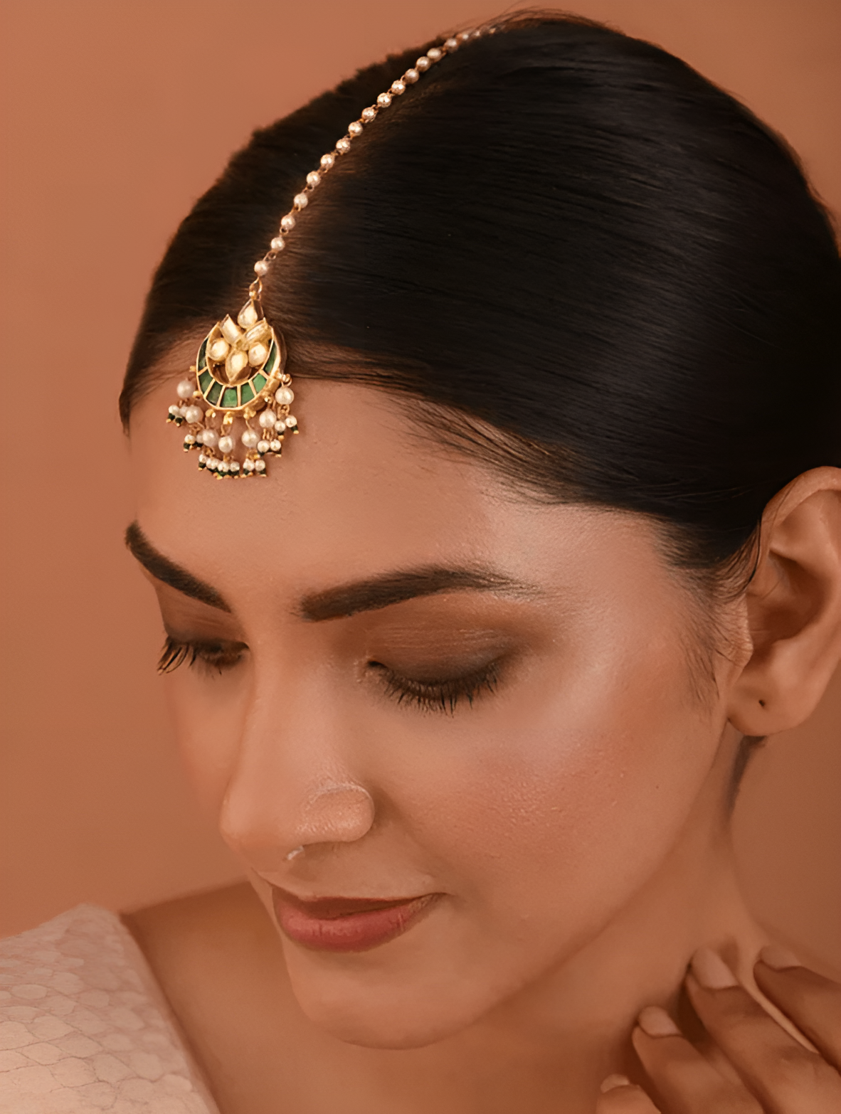 Green Gold Finish Jadau Tika