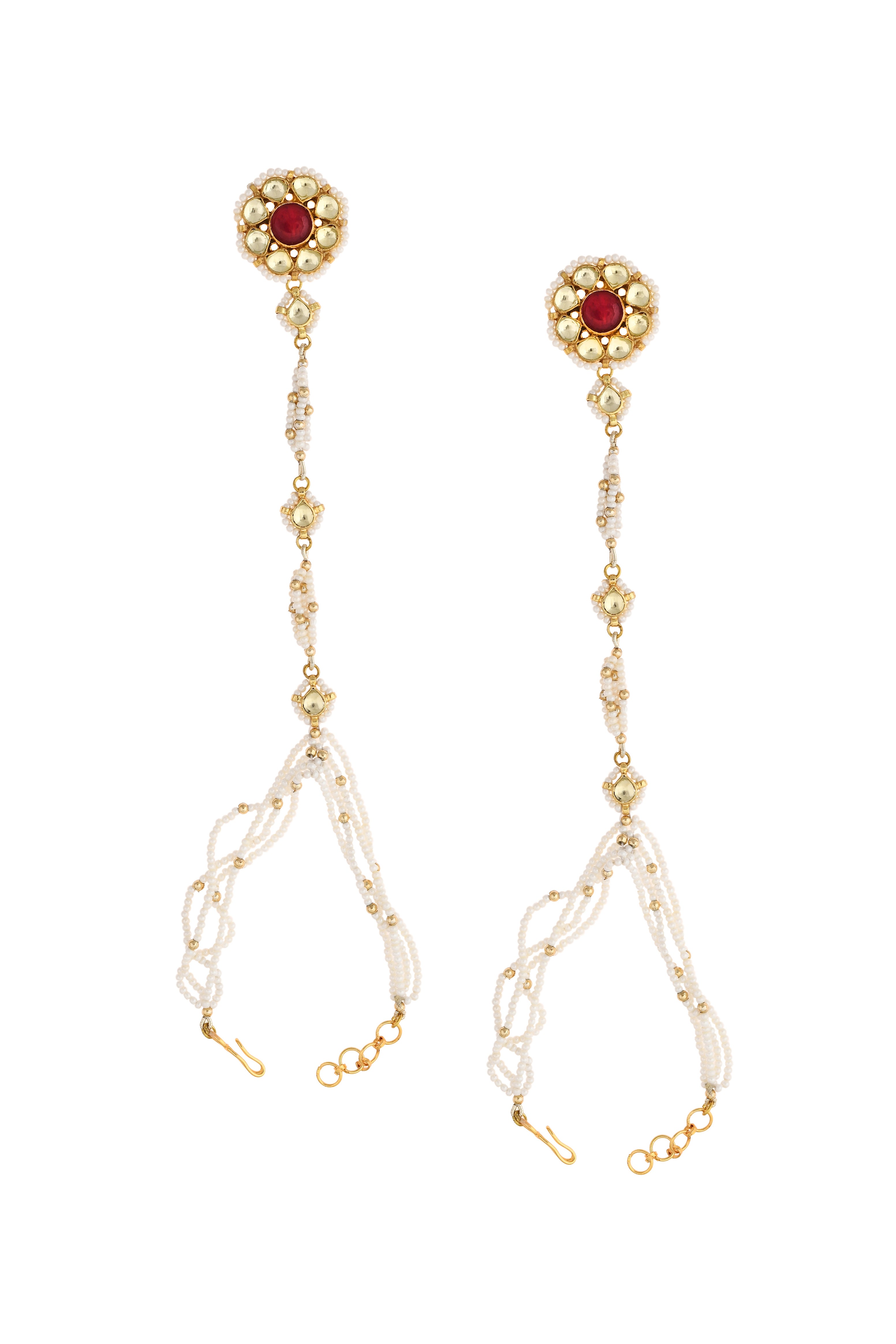 Red Gold Jadau Haath Phool