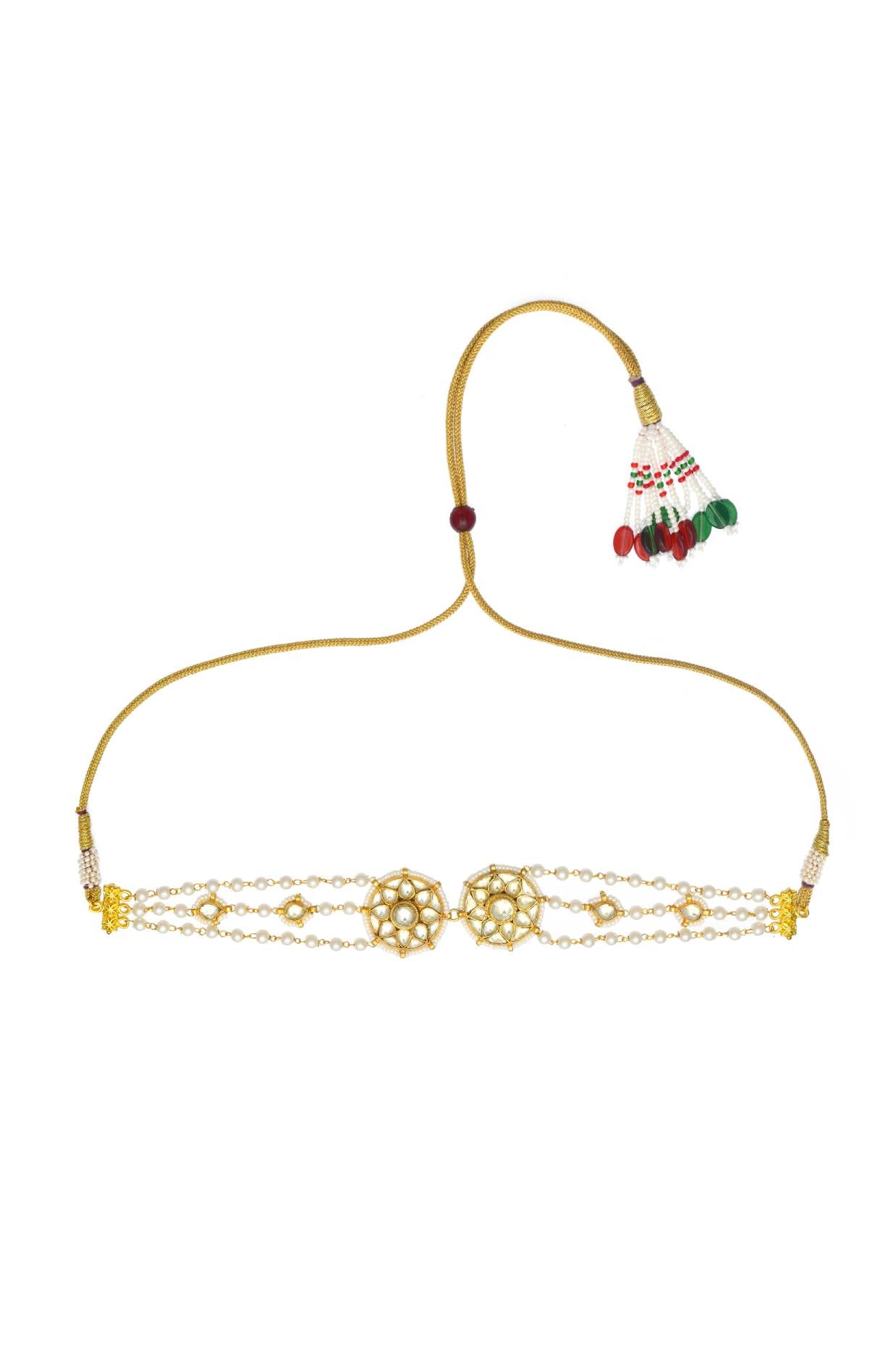 Kundan Gold Finish Jadau Choker with pearls
