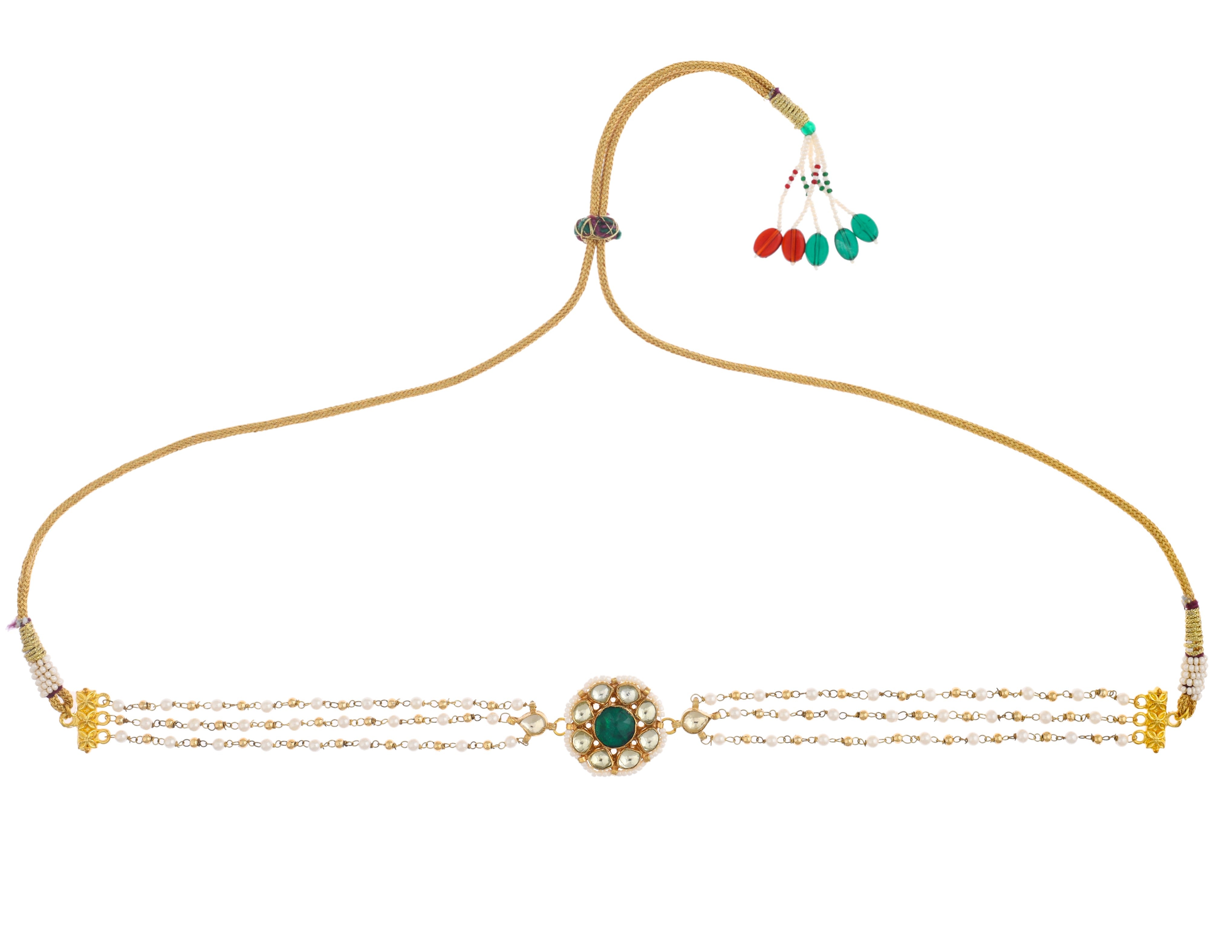 Green Gold Finish Jadau Choker with pearls