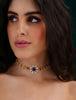 Indigo Gold Finish Jadau Choker with pearls