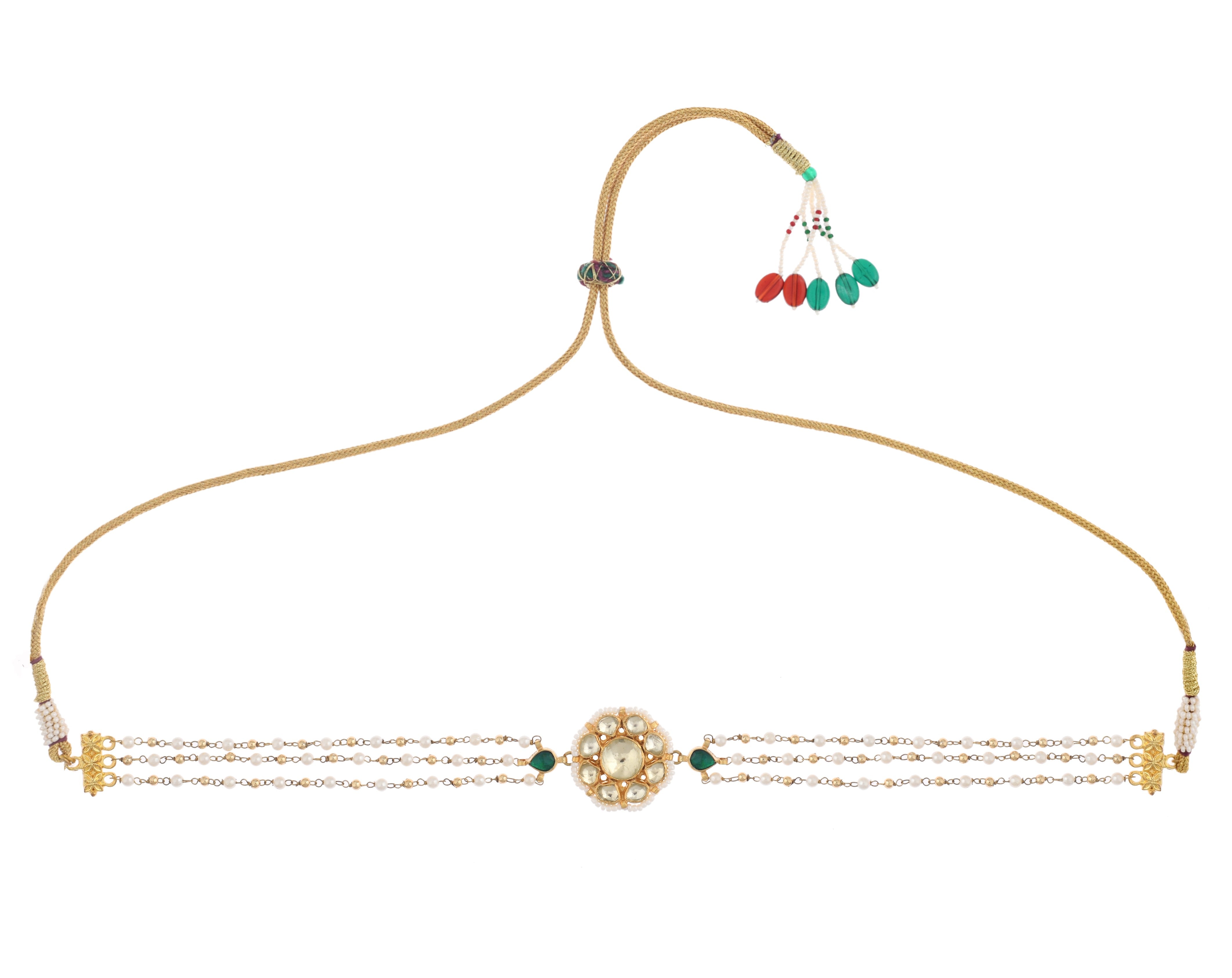 Kundan Gold Finish Jadau Choker with pearls 1