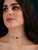 Red Gold Finish Jadau Choker with pearls