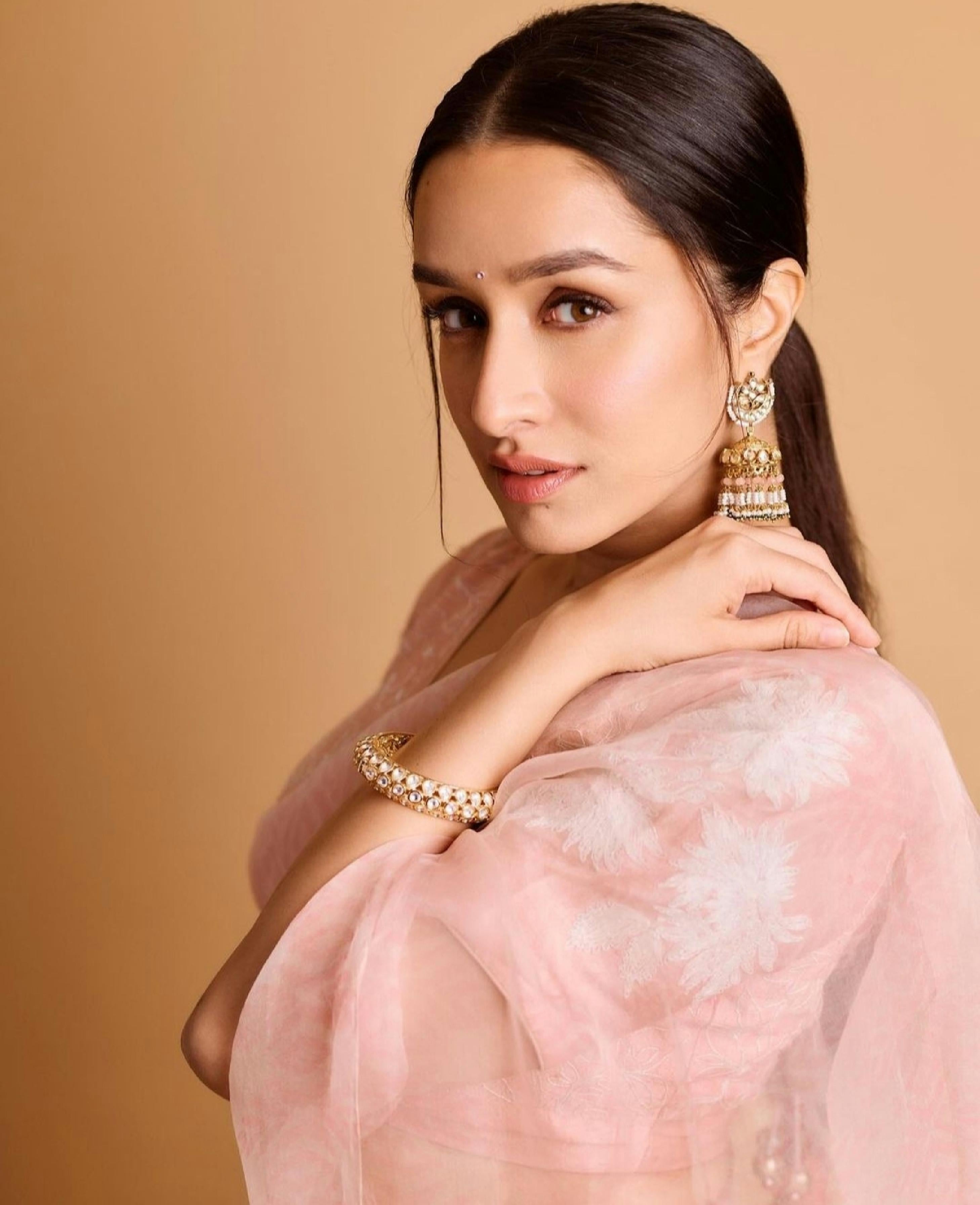 Gold Finish Beaded & Kundan Polki Jhumki