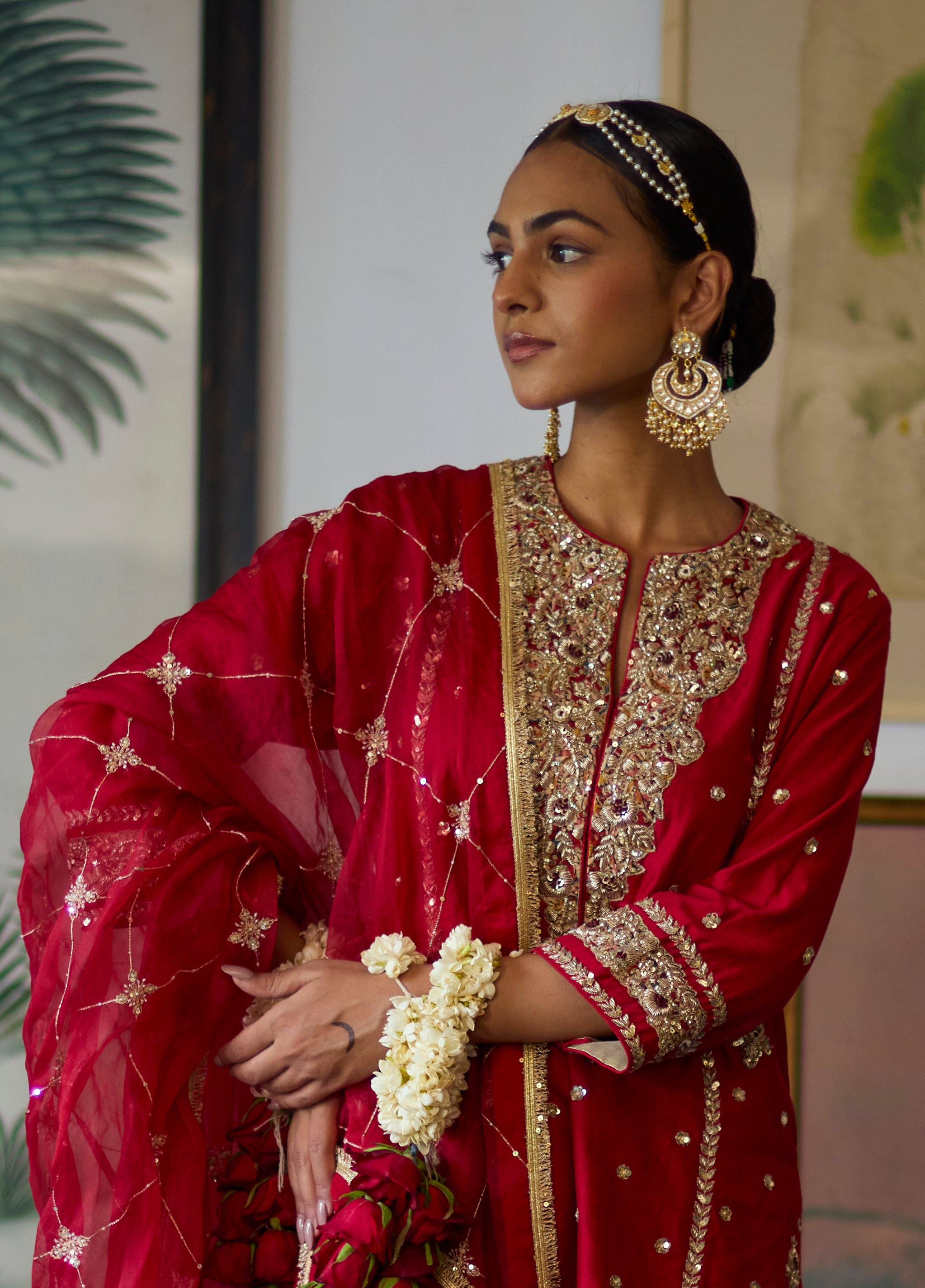 Kundan Gold Finish Pearl Beaded Chandbali
