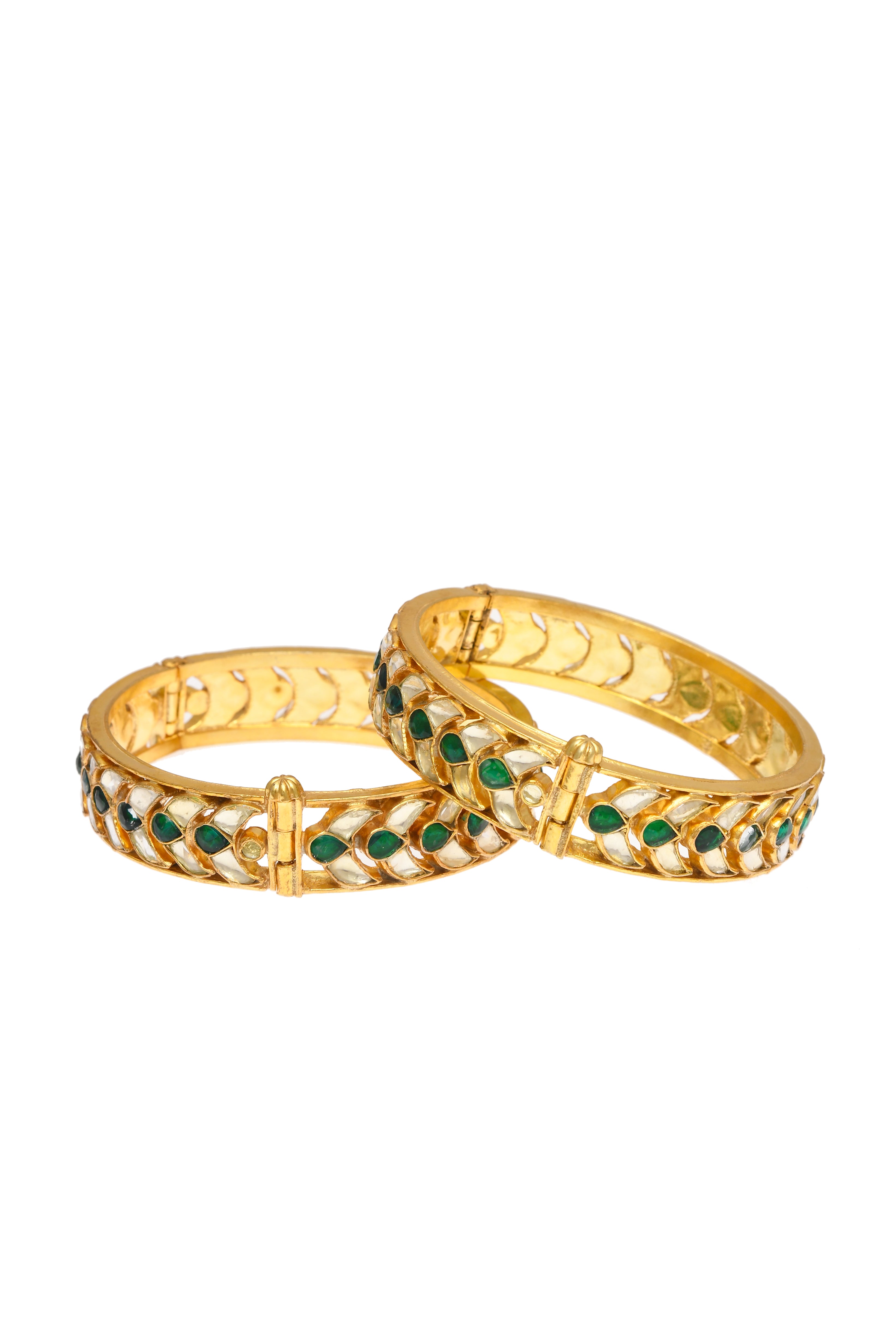 Green Jadau Bangles Set (2.4'')