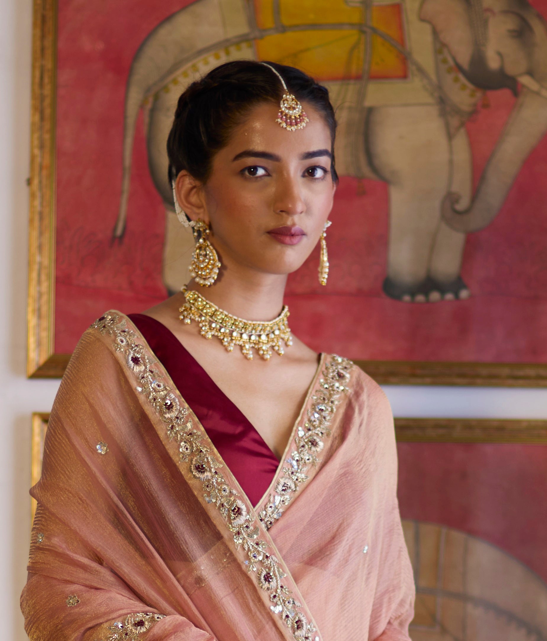 Kundan Gold Finish Chandbali with pearls 1