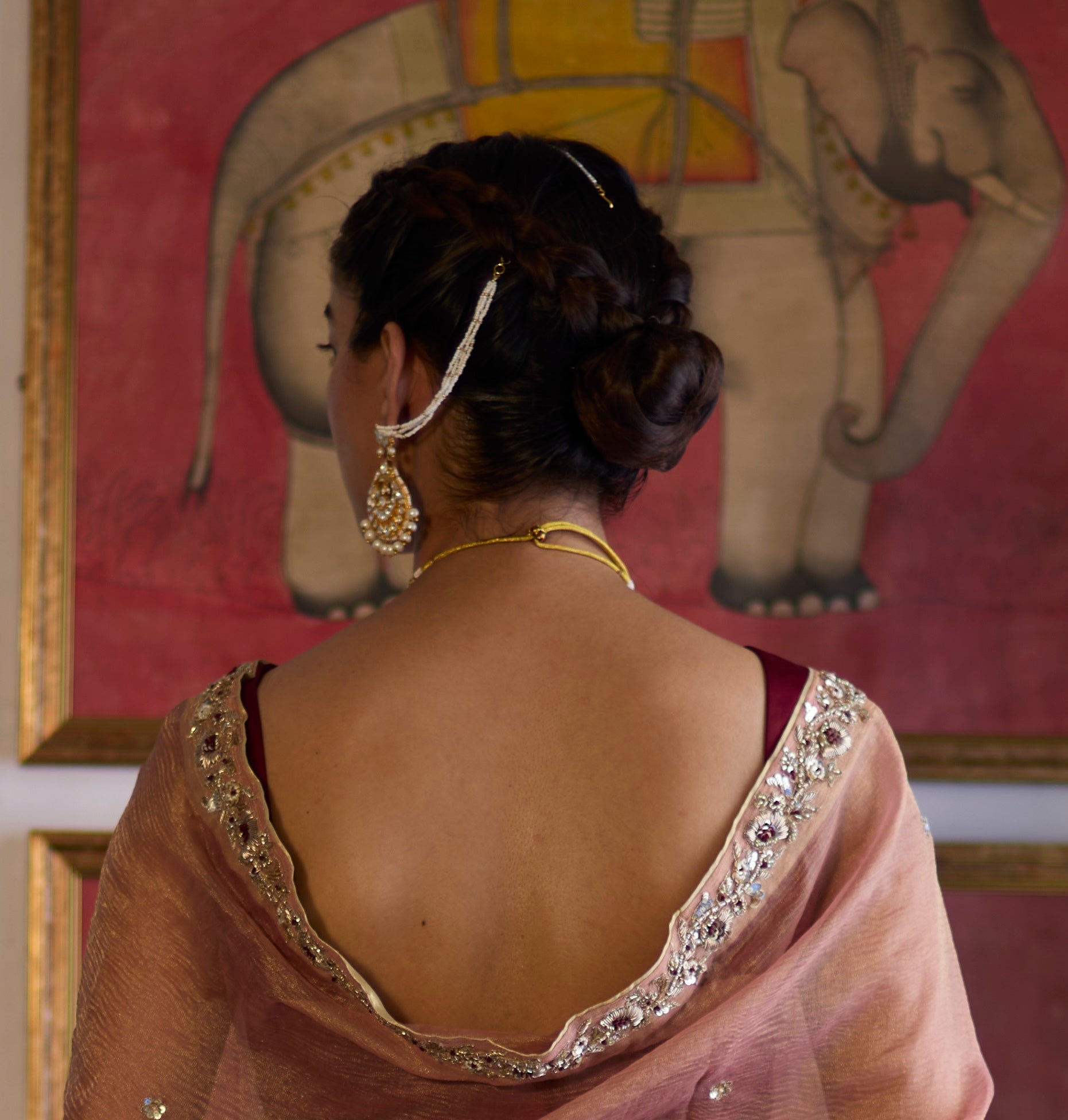 Kundan Gold Finish Chandbali with pearls 1