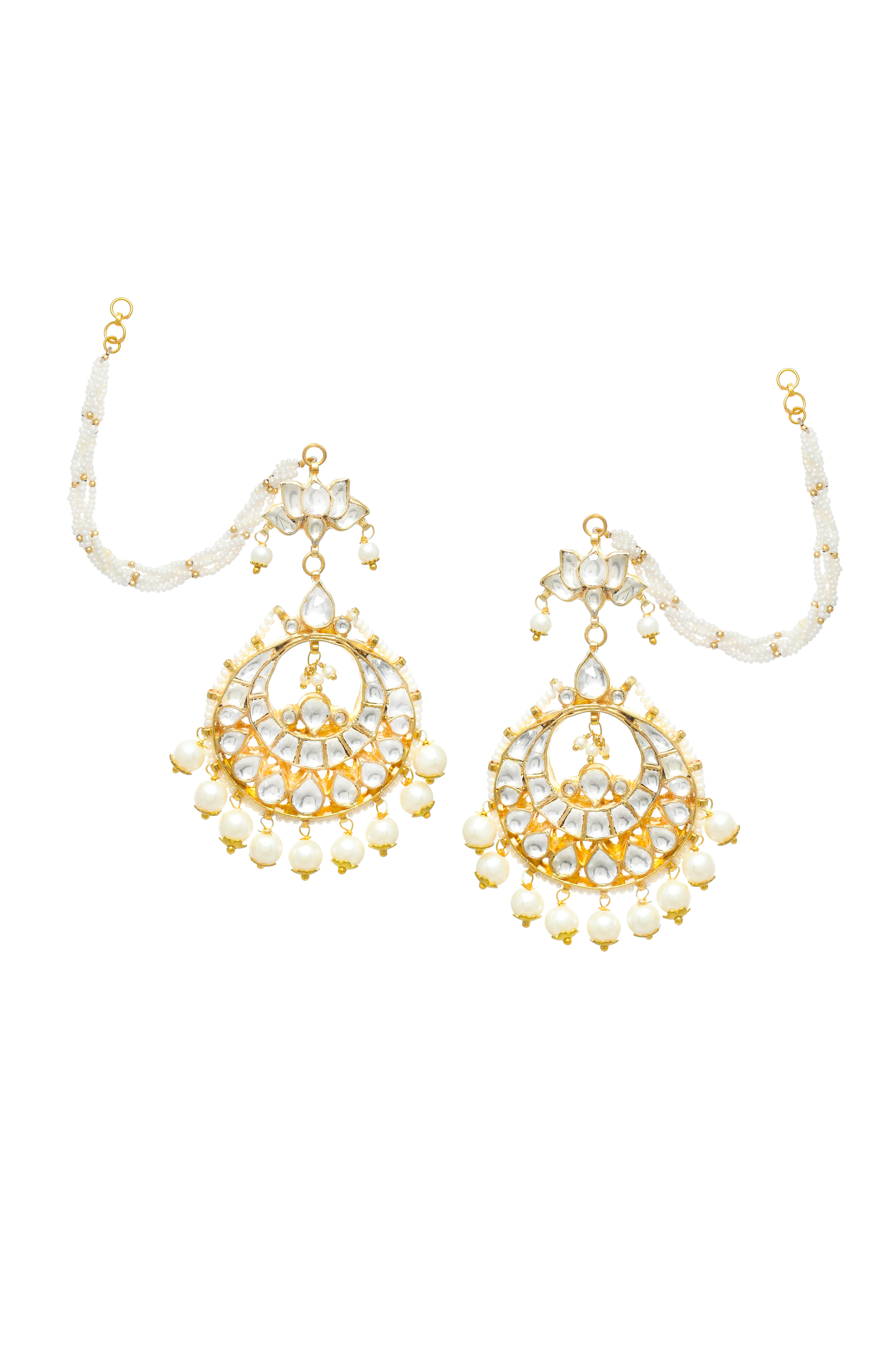 Kundan Gold Finish Chandbali with pearls 1