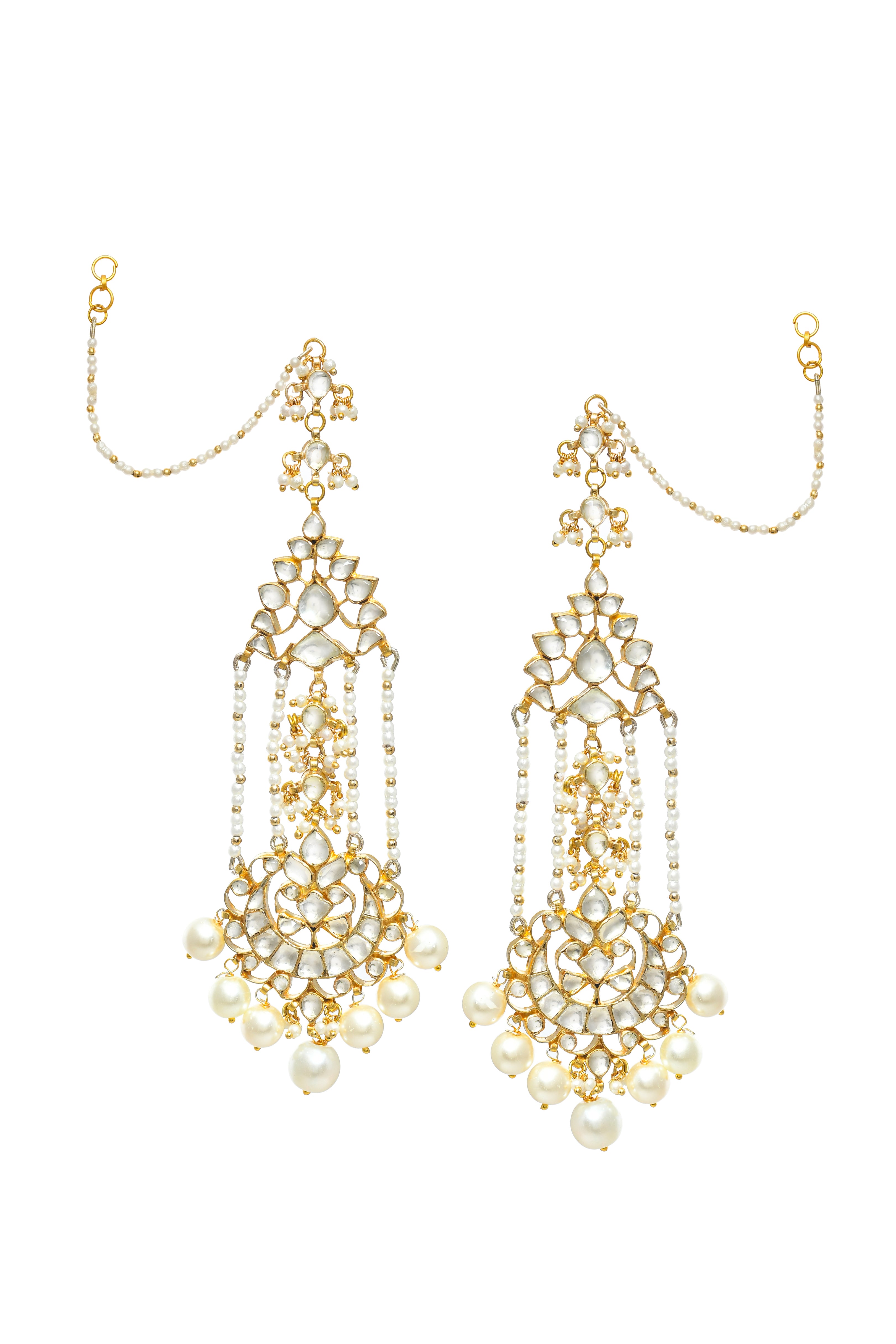 Pink Gold Finish Jadau Earing