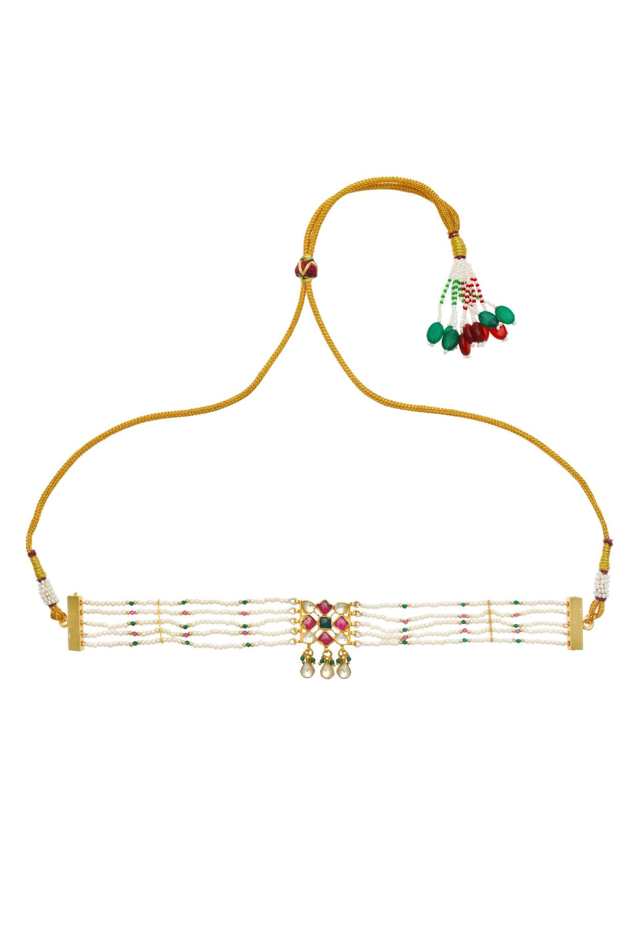 Multi Gold Finish Jadau Choker