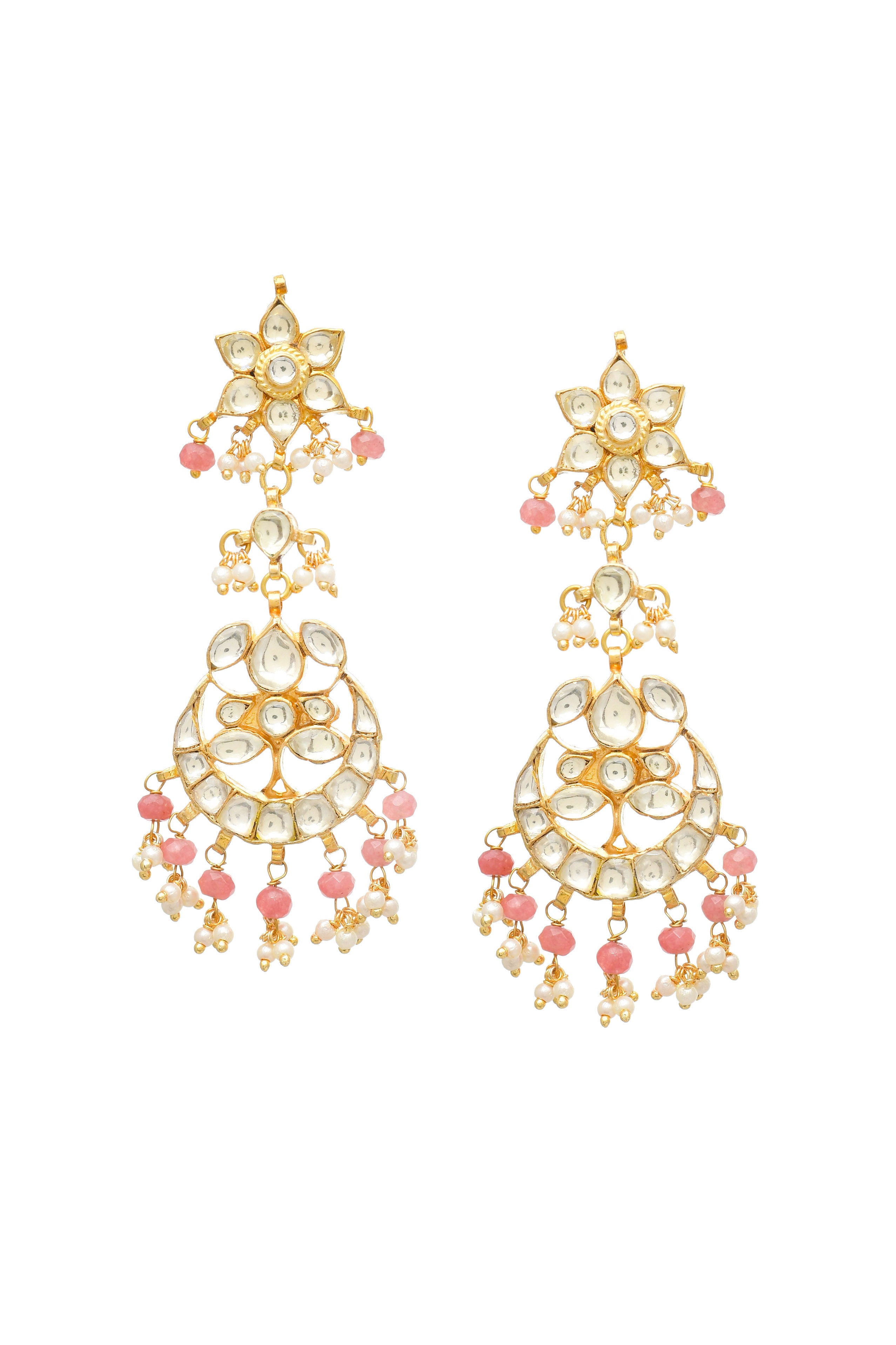 Kundan Gold Finish Chandbali with pearls 2