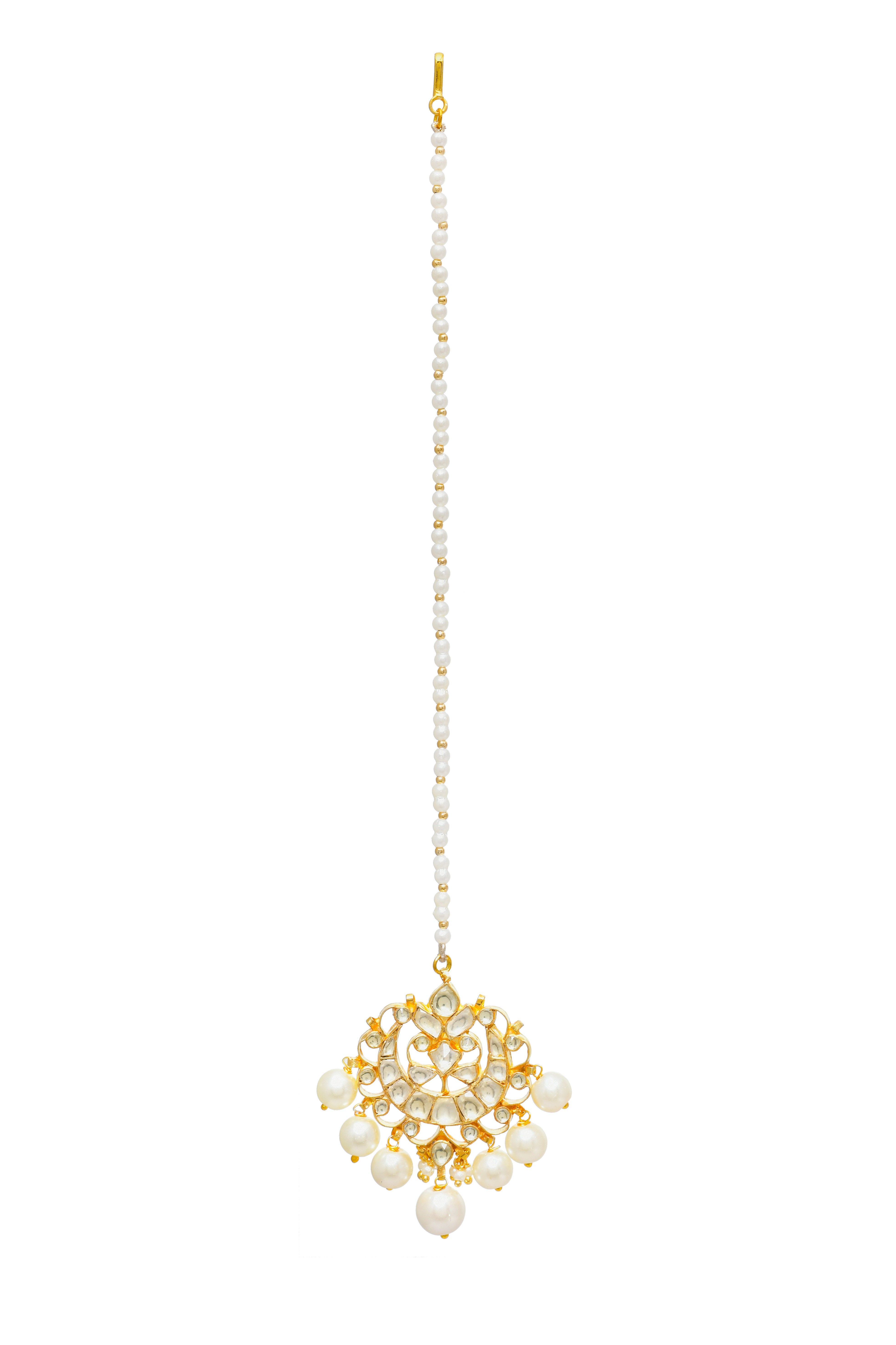 Kundan Gold Finish Jadau Tika with Pearls