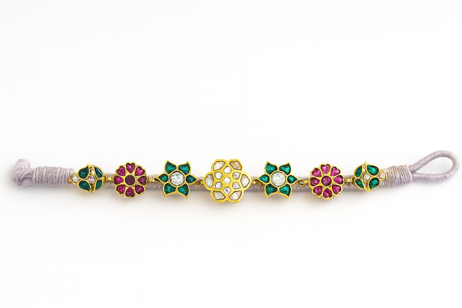 Floral Kundan Enamel Bracelet