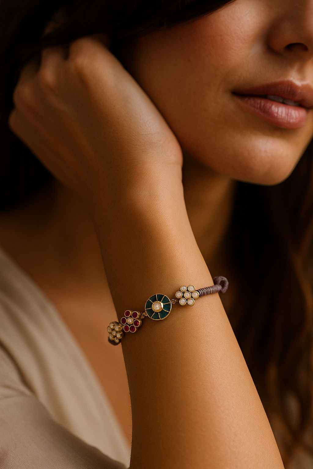 Floral Kundan Enamel Bracelet 1