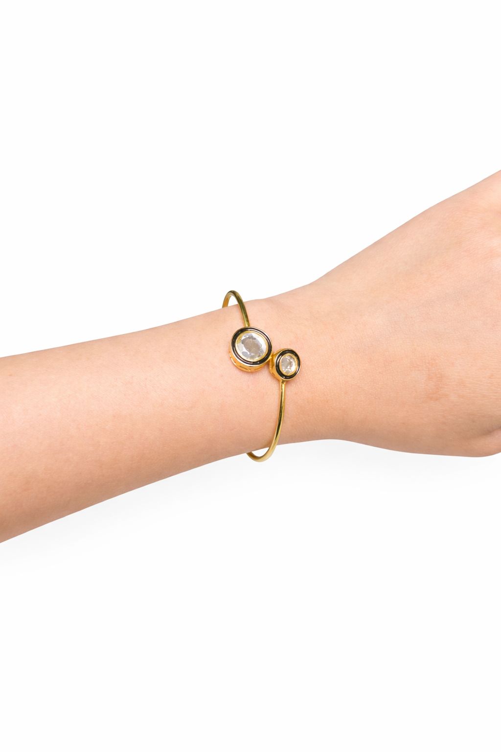 Minimal Dual Stone Open Bangle