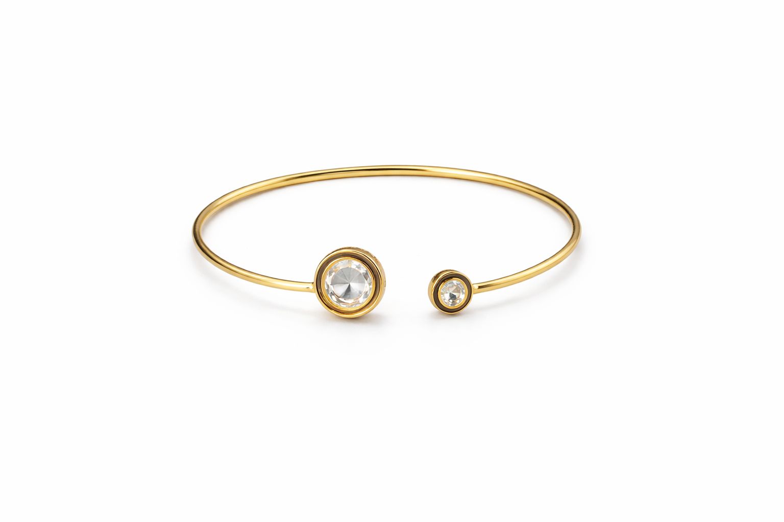 Minimal Dual Stone Open Bangle