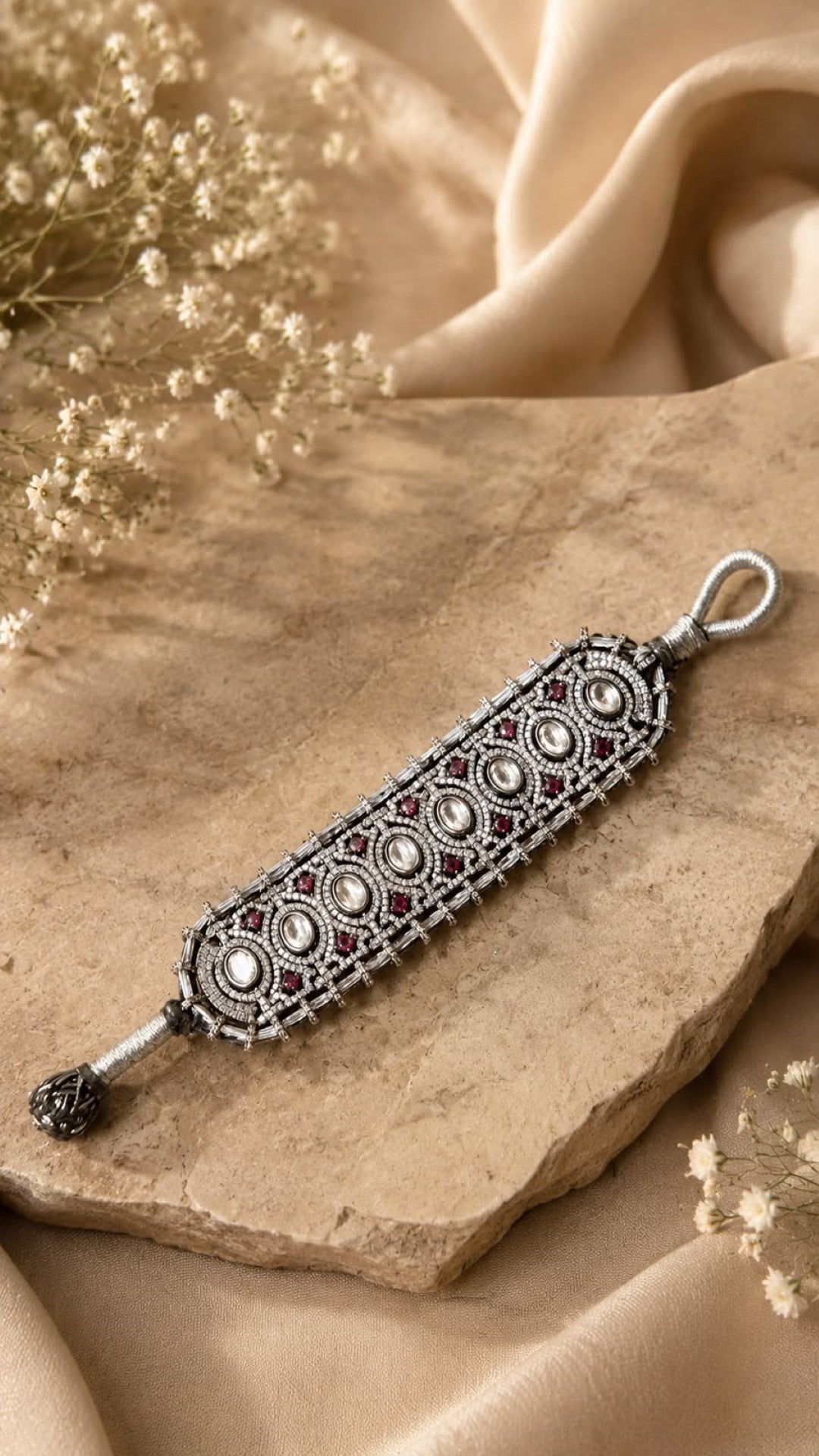 Bridalaya Ruby Polki Statement Bracelet