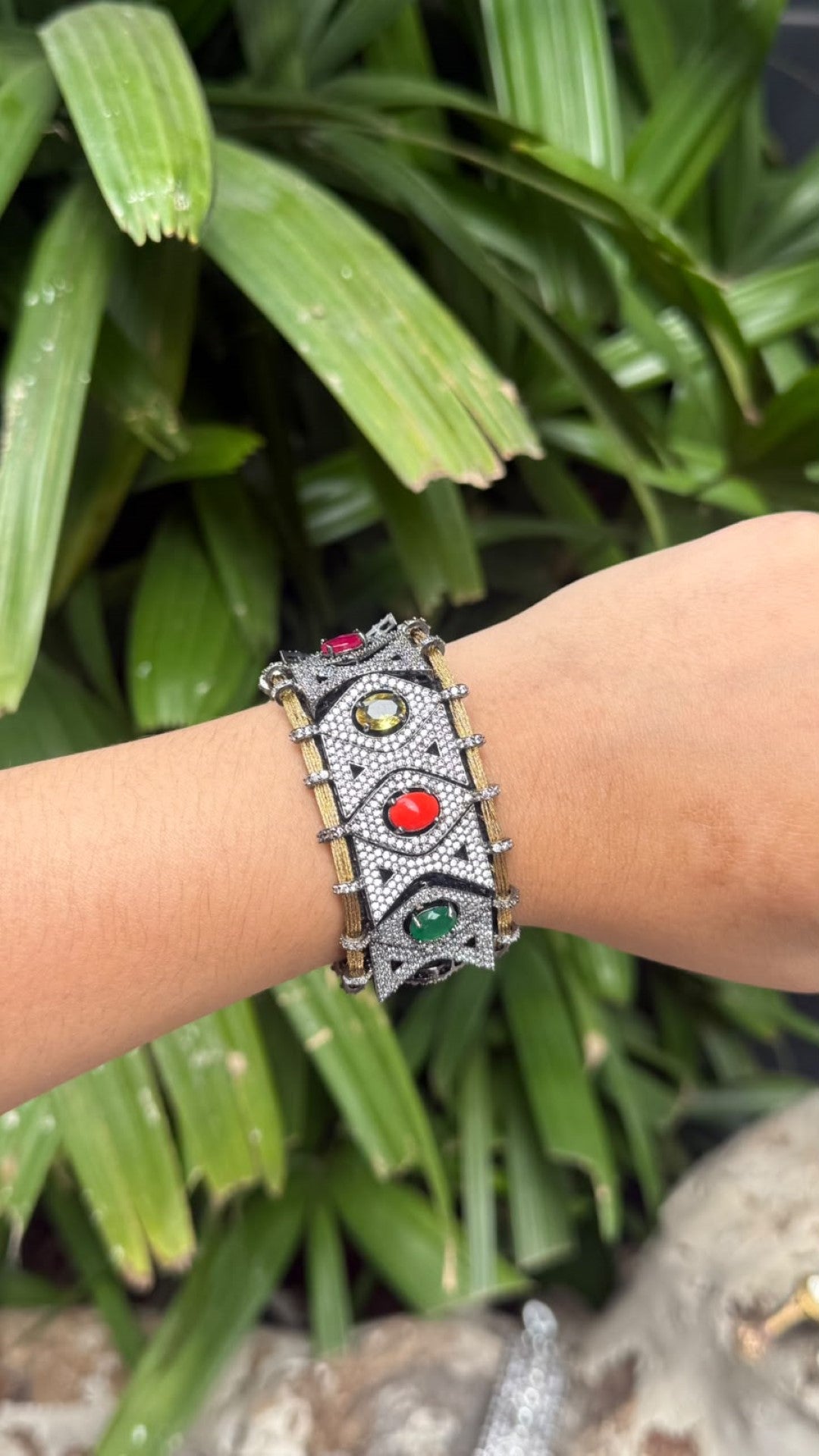 Bridalaya Multicolor Stone Statement Bracelet