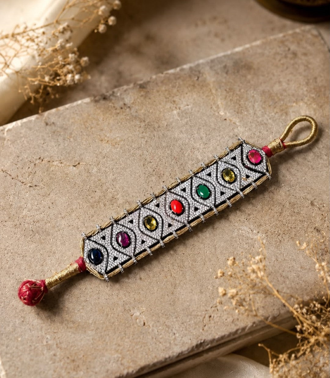 Bridalaya Multicolor Stone Statement Bracelet