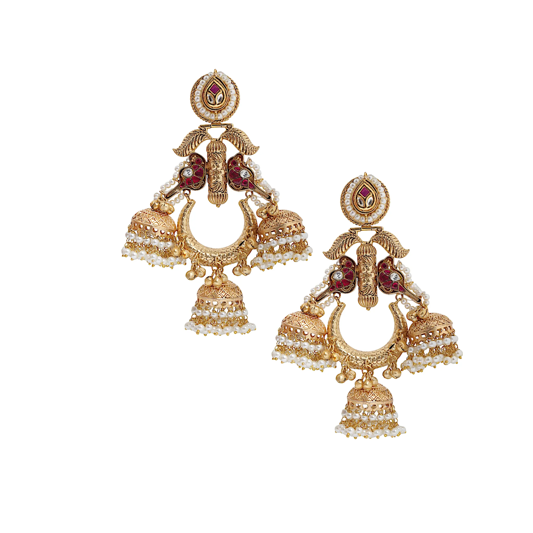 Red Quartz Parrot Jumki Earrings