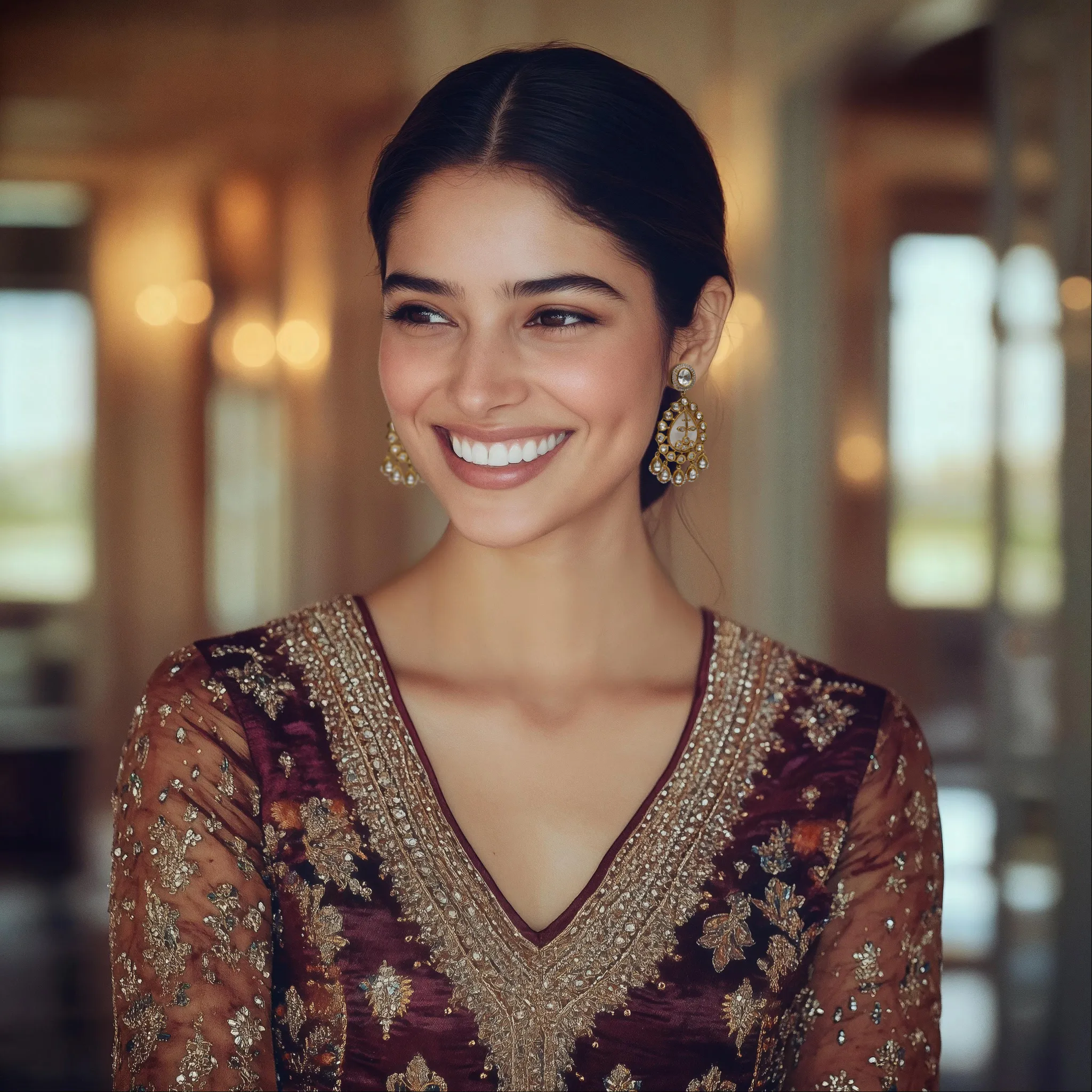 Polki & Crystal Bridal Drop Earrings