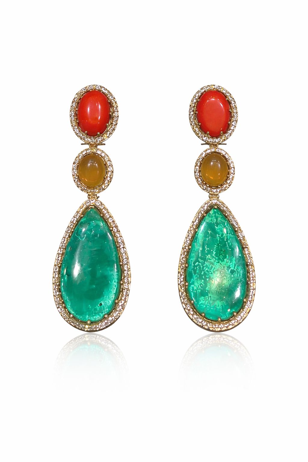 Bridalaya Dual Stone Drop Earrings