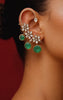 Bridalaya Green Floral Drop Ear Cuff Earrings