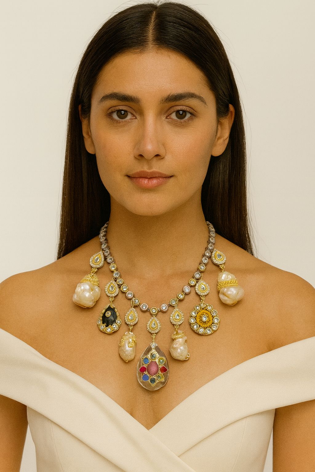 Royal Polki & Pearl Heritage Necklace