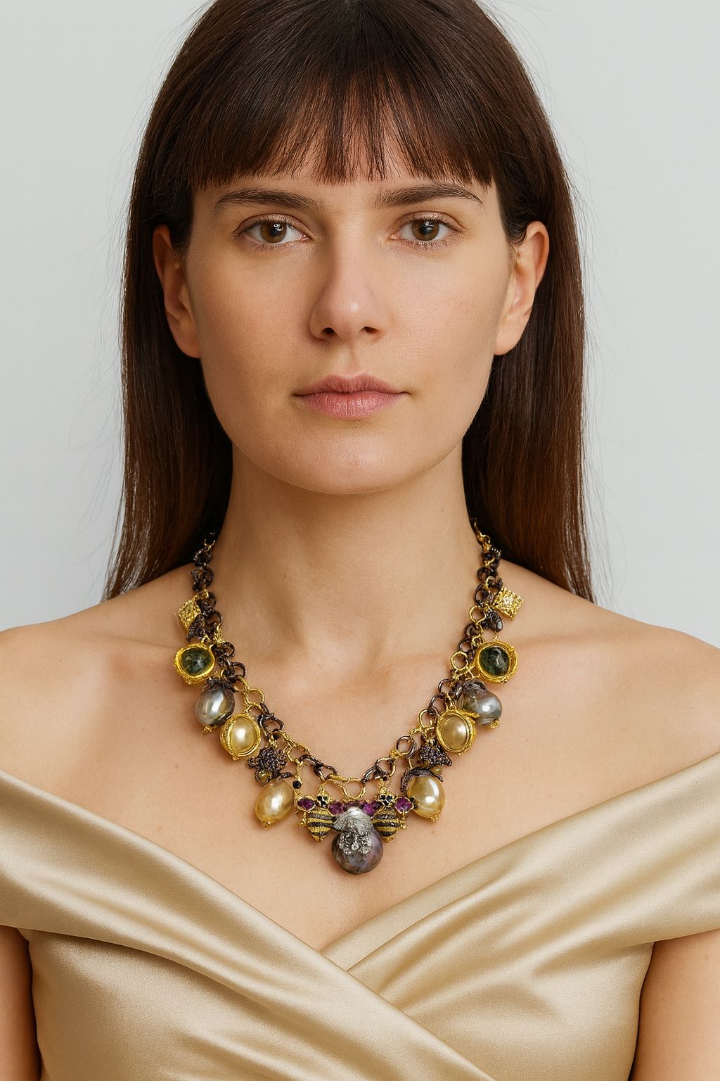 Royal Pearl & Gemstone Statement Necklace