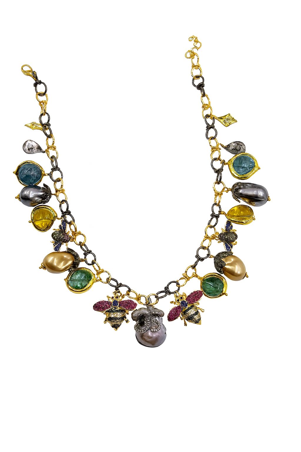Royal Pearl & Gemstone Statement Necklace