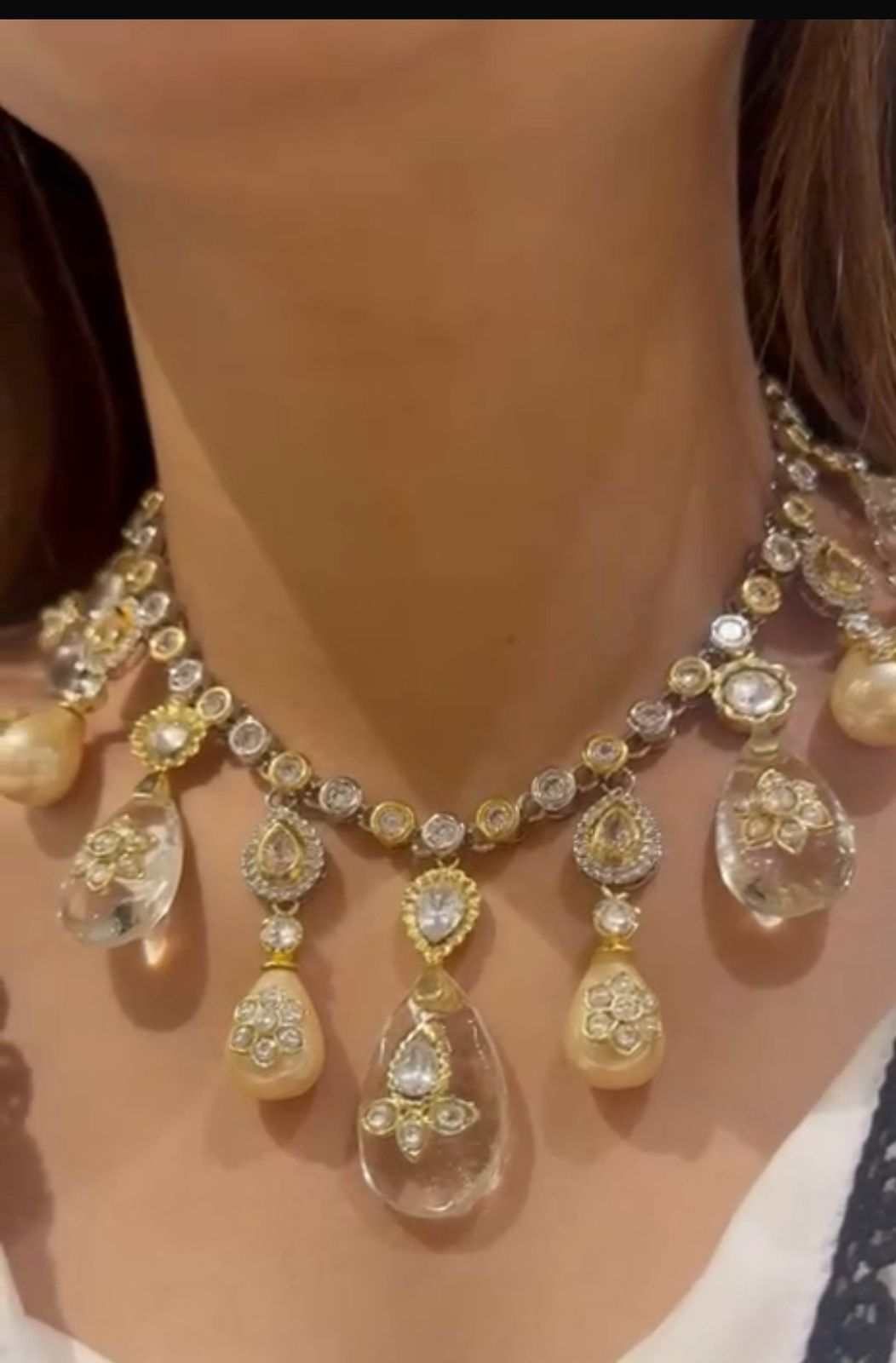 Grand Crystal Drop Pearl Bridal Necklace