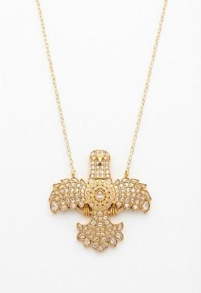 Antique Bird Motif Polki Pendant Necklace-BIG