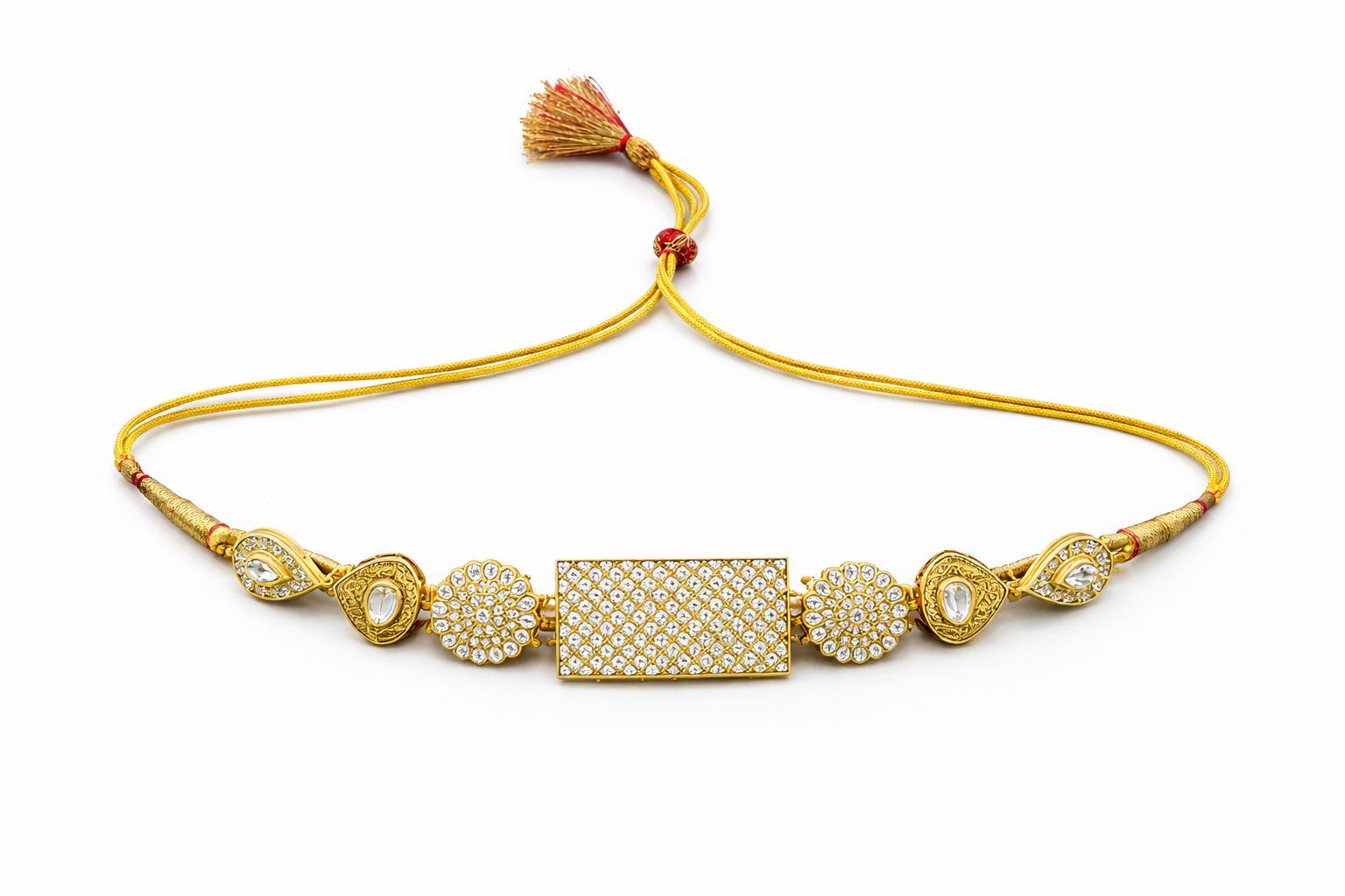 Gold Finish Adjustable Statement Necklace