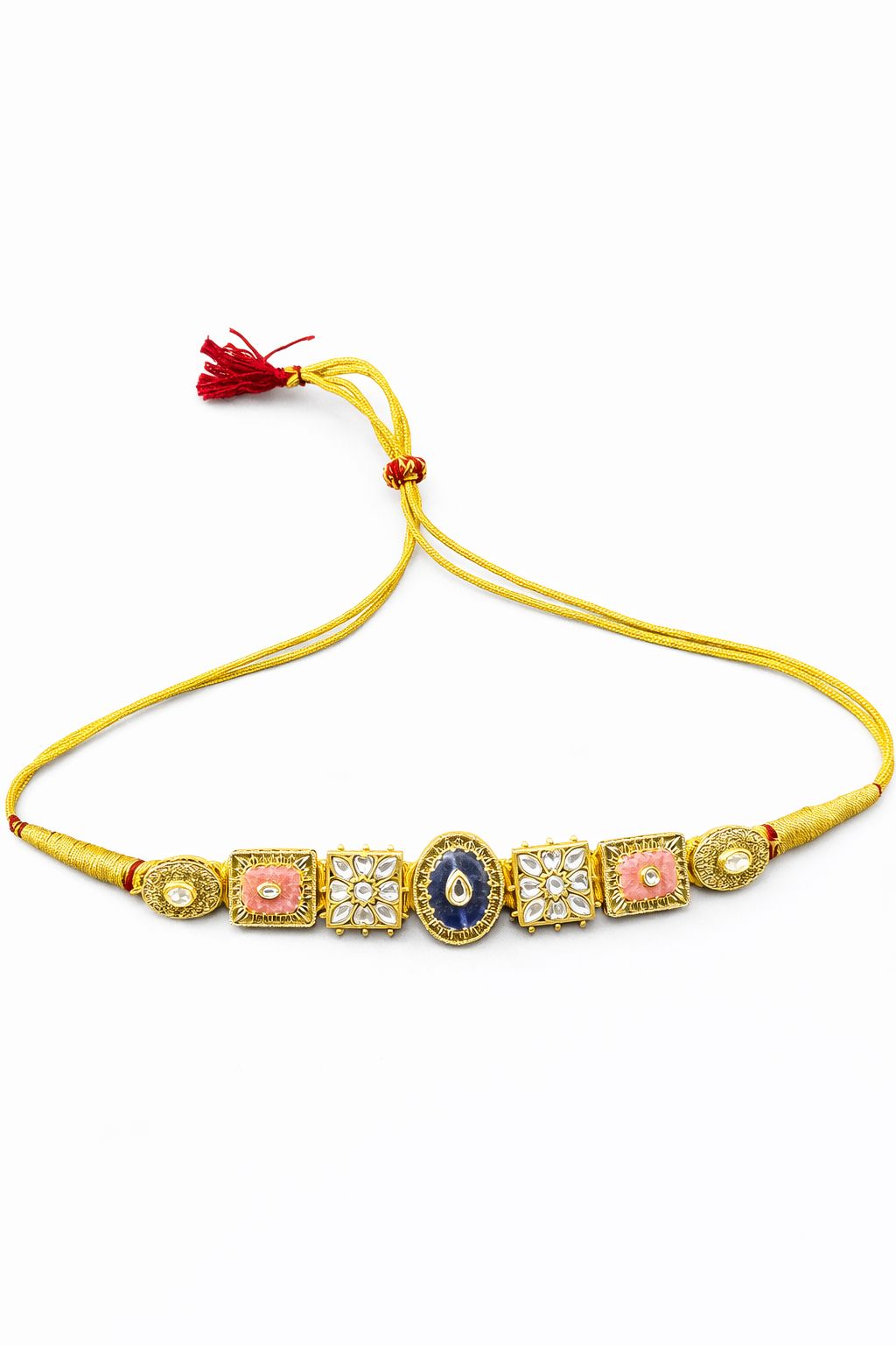 Multistone Gold Cord Necklace