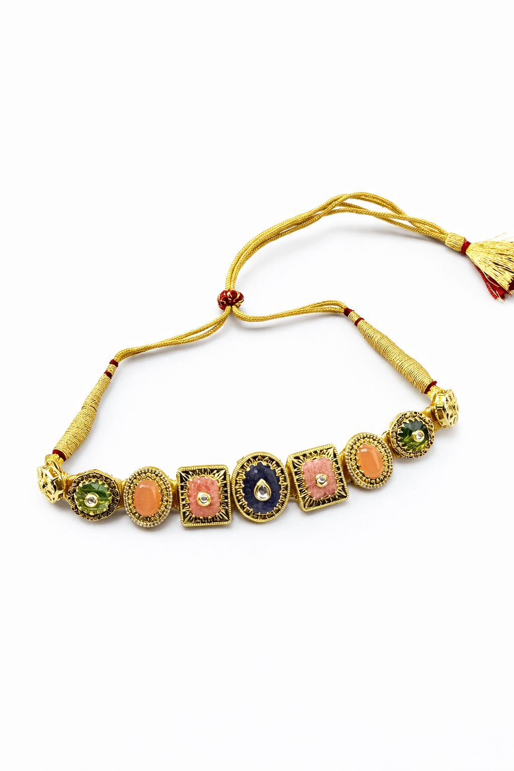 Multistone Choker Cord Necklace